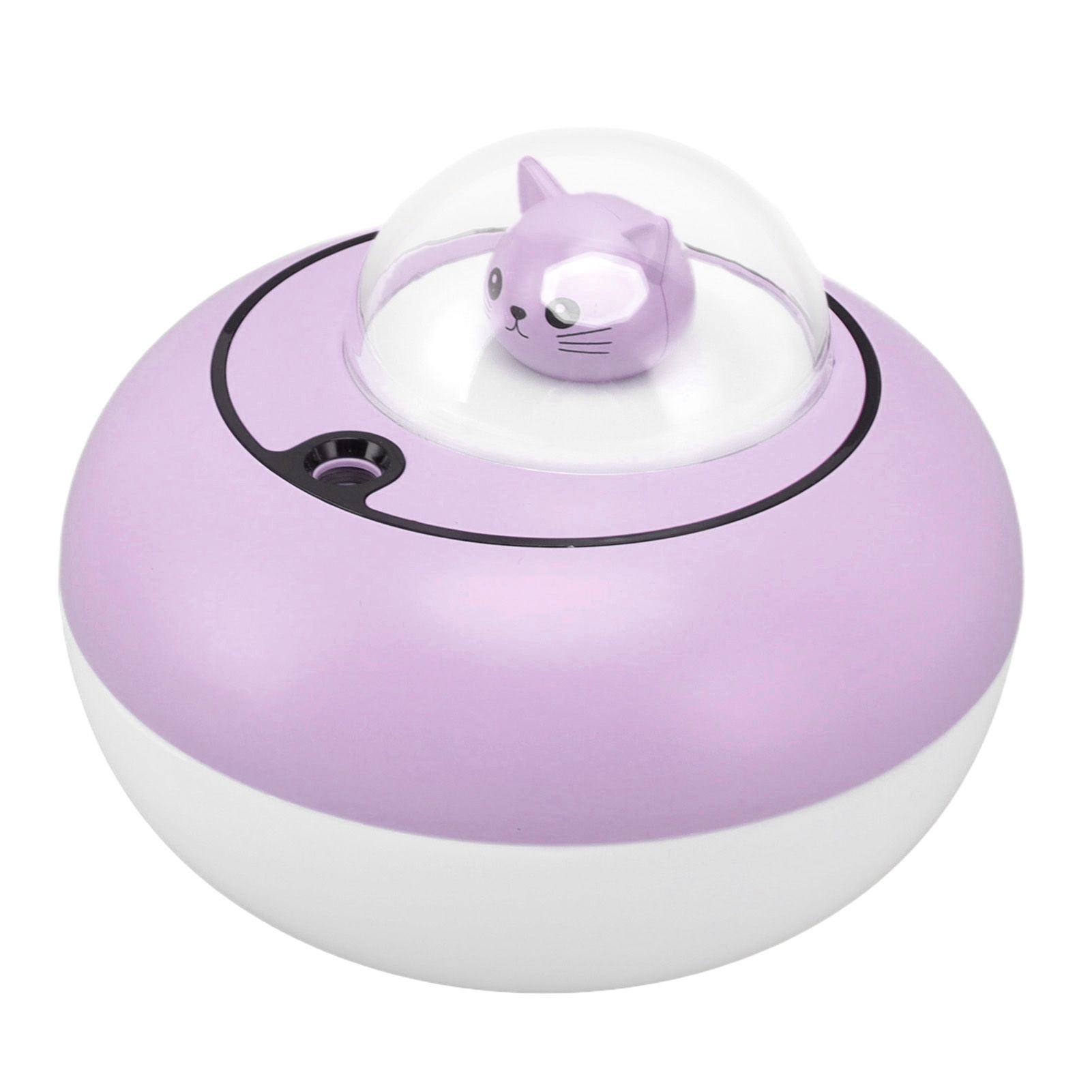 Mini Humidifier Cute Cat Sculpture Portable Quiet Desktop Air Humidifier for Home Office USB Plug in Purple - Image 4