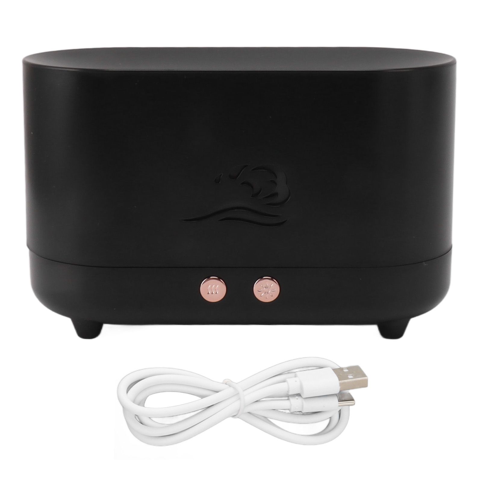 Simulation Flame Aromatherapy Machine Black 225ml 35DB USB Flame Air Diffuser for Coffee Shop Home - Image 1