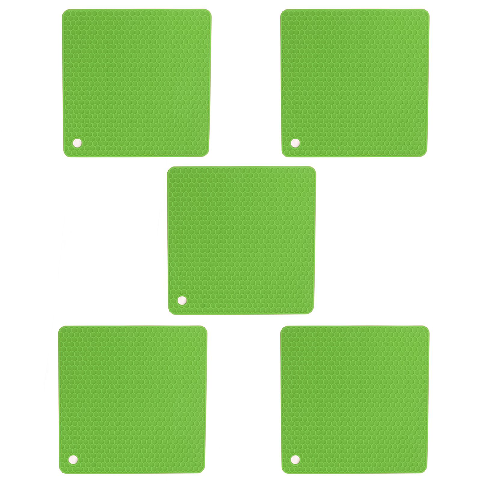 5pcs Silicone Pot Holders Mat Heat Resistant Anti Slip Square Honeycomb Trivet Mat Hot Pads for Kitchen Counter Green - Image 1