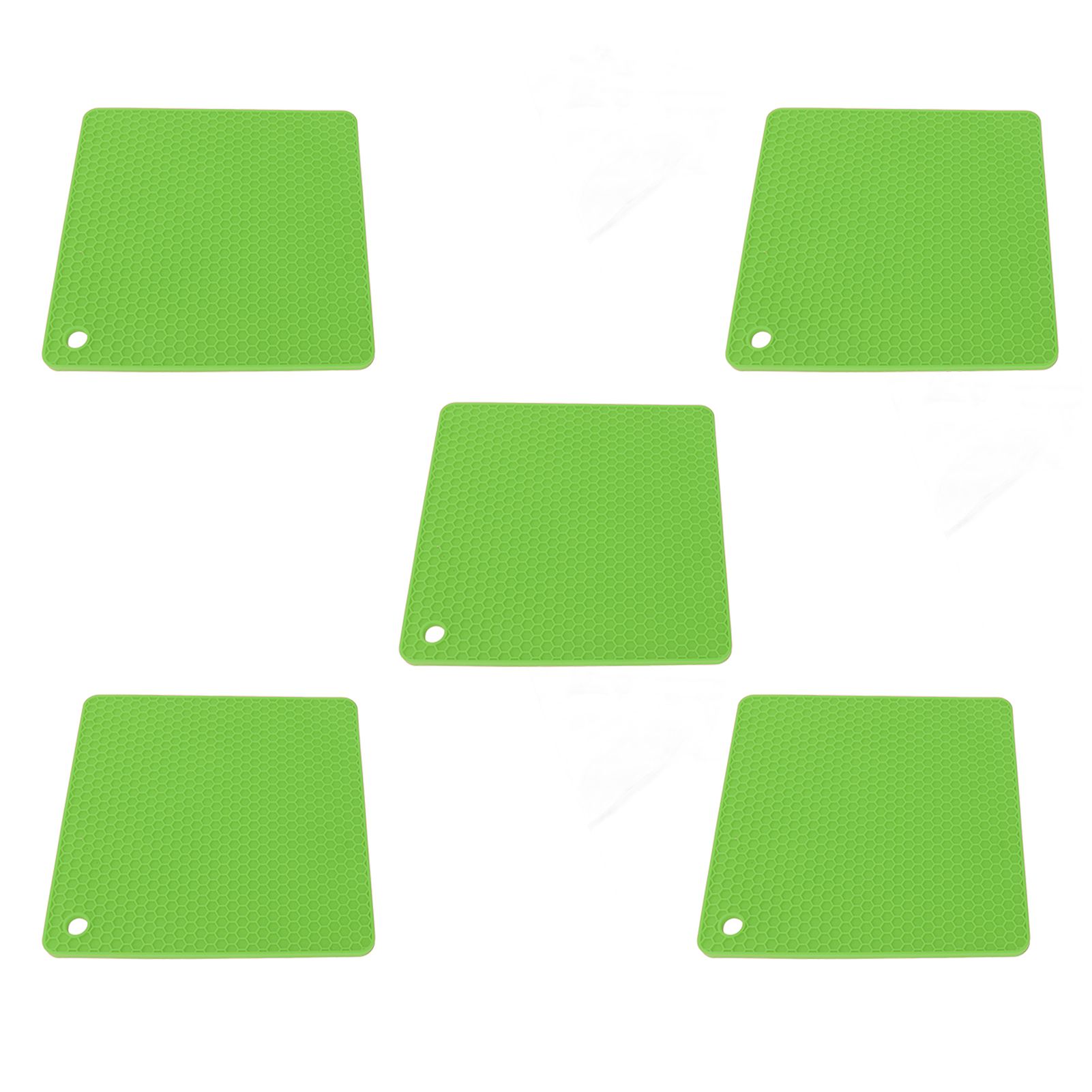 5pcs Silicone Pot Holders Mat Heat Resistant Anti Slip Square Honeycomb Trivet Mat Hot Pads for Kitchen Counter Green - Image 6