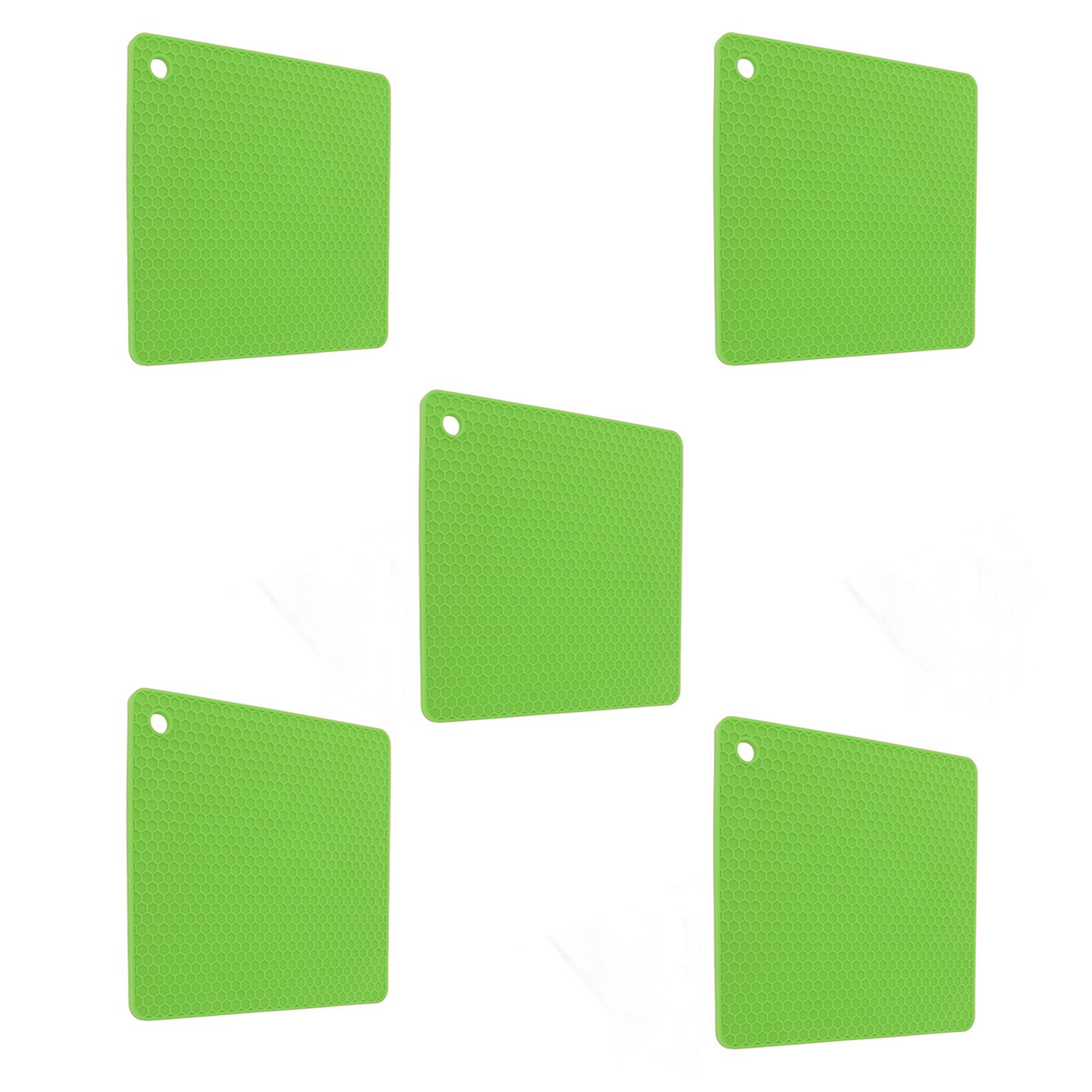 5pcs Silicone Pot Holders Mat Heat Resistant Anti Slip Square Honeycomb Trivet Mat Hot Pads for Kitchen Counter Green - Image 7