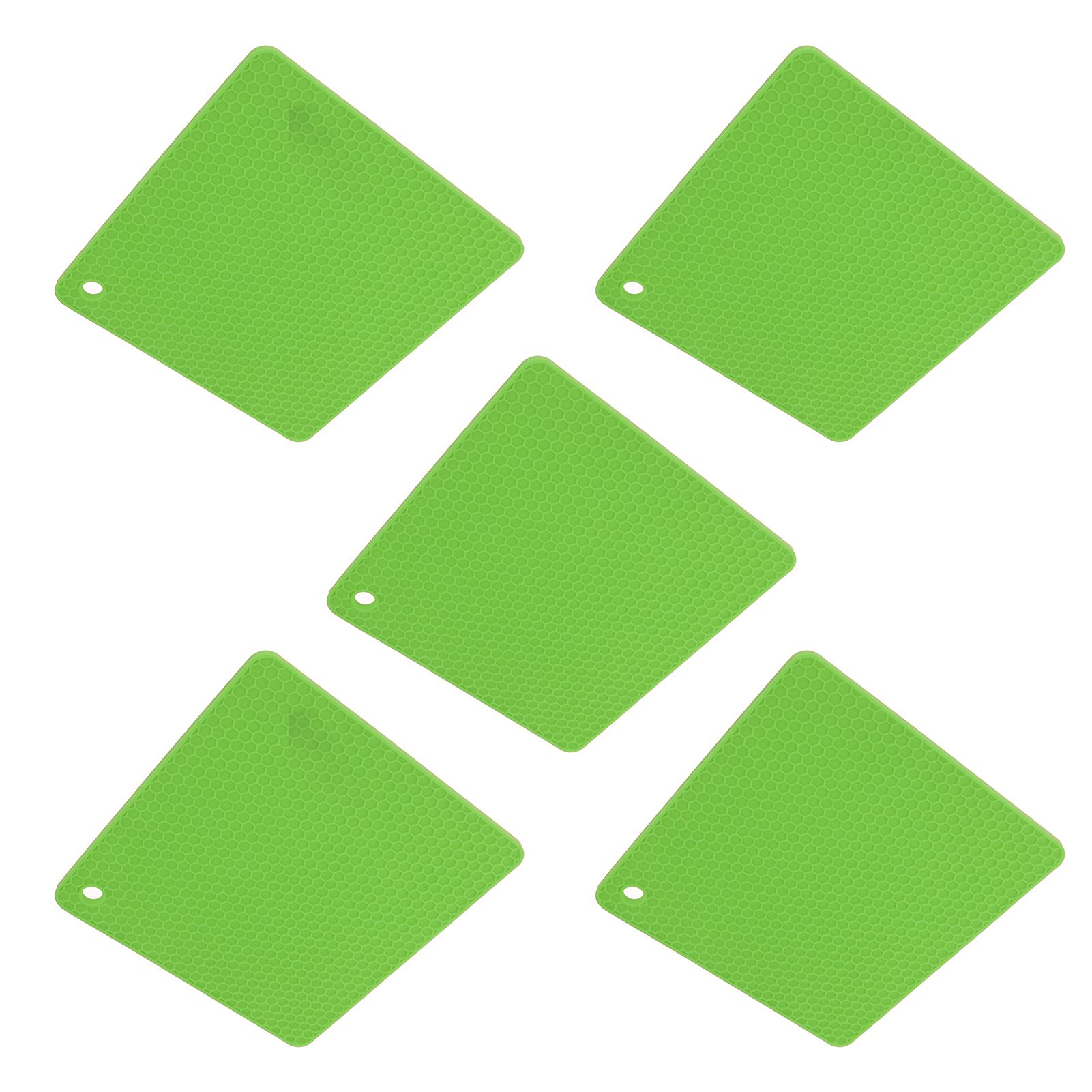 5pcs Silicone Pot Holders Mat Heat Resistant Anti Slip Square Honeycomb Trivet Mat Hot Pads for Kitchen Counter Green - Image 8