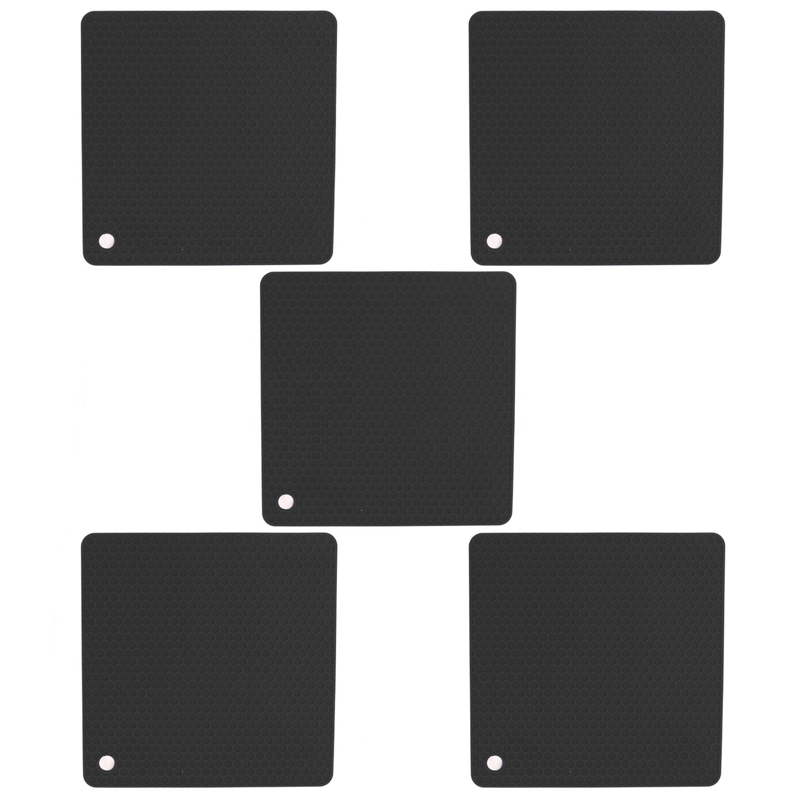5pcs Silicone Pot Holders Mat Heat Resistant Anti Slip Square Honeycomb Trivet Mat Hot Pads for Kitchen Counter Black - Image 1