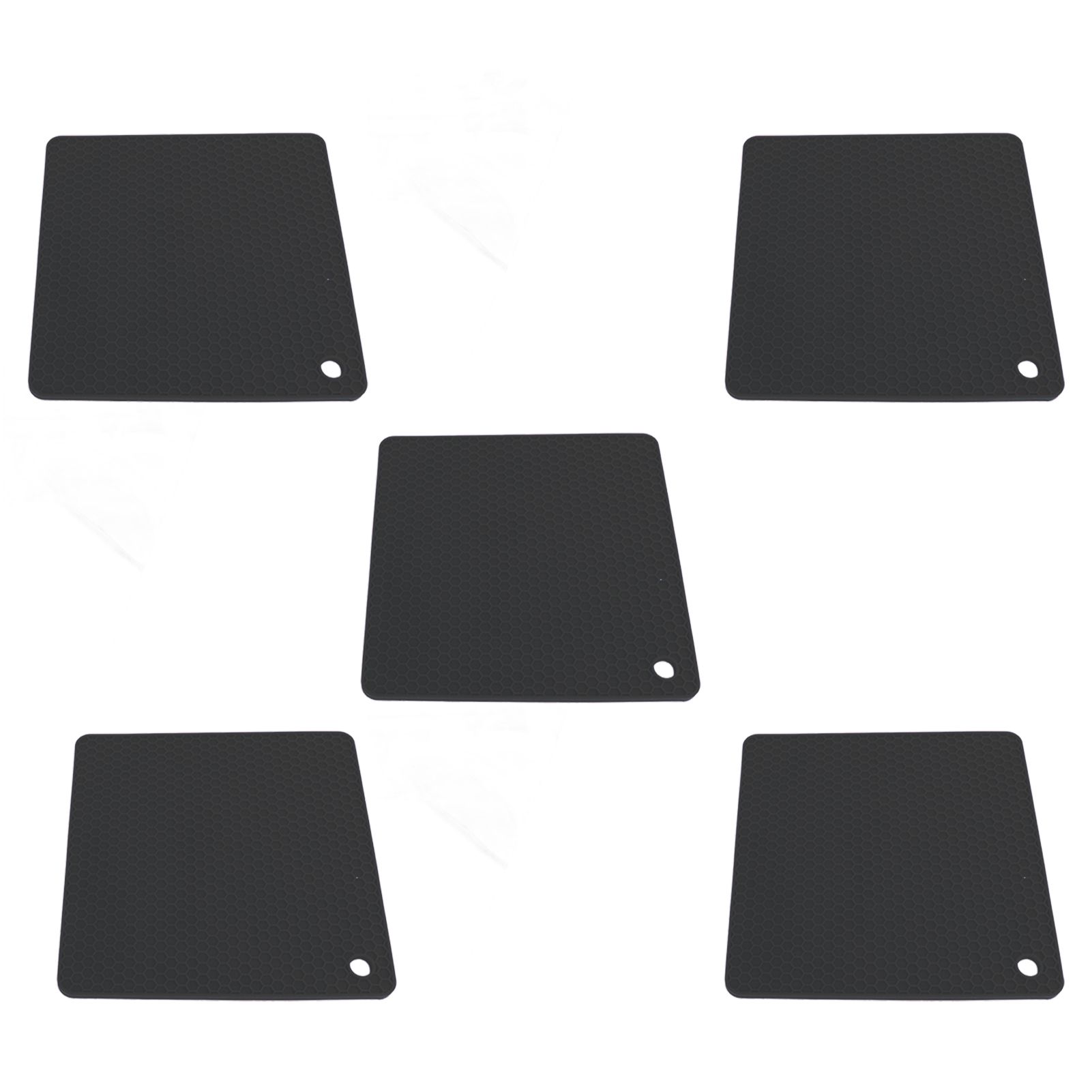 5pcs Silicone Pot Holders Mat Heat Resistant Anti Slip Square Honeycomb Trivet Mat Hot Pads for Kitchen Counter Black - Image 5