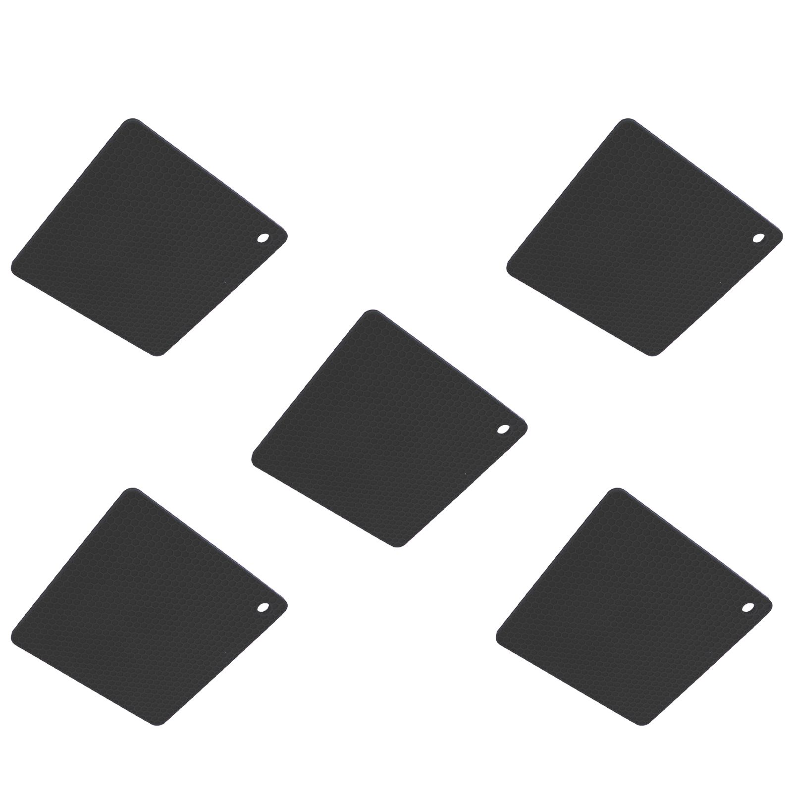 5pcs Silicone Pot Holders Mat Heat Resistant Anti Slip Square Honeycomb Trivet Mat Hot Pads for Kitchen Counter Black - Image 7