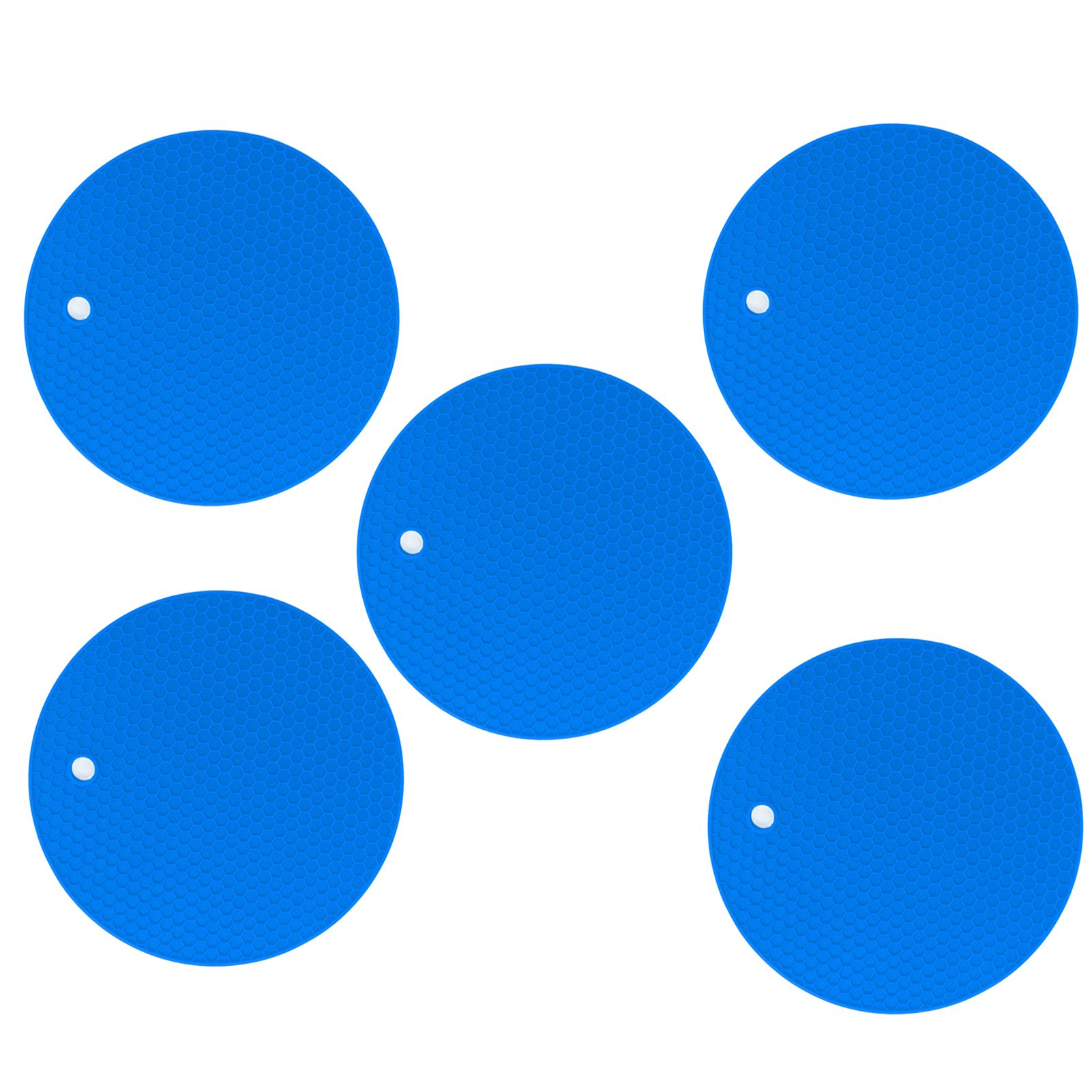 5PCS Silicone Trivet Mats Round Multipurpose Heat Resistant Non Slip Pads Pot Holders for Hot Pot Hot Dishes Blue - Image 2