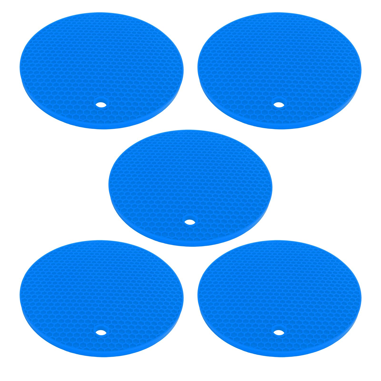 5PCS Silicone Trivet Mats Round Multipurpose Heat Resistant Non Slip Pads Pot Holders for Hot Pot Hot Dishes Blue - Image 4