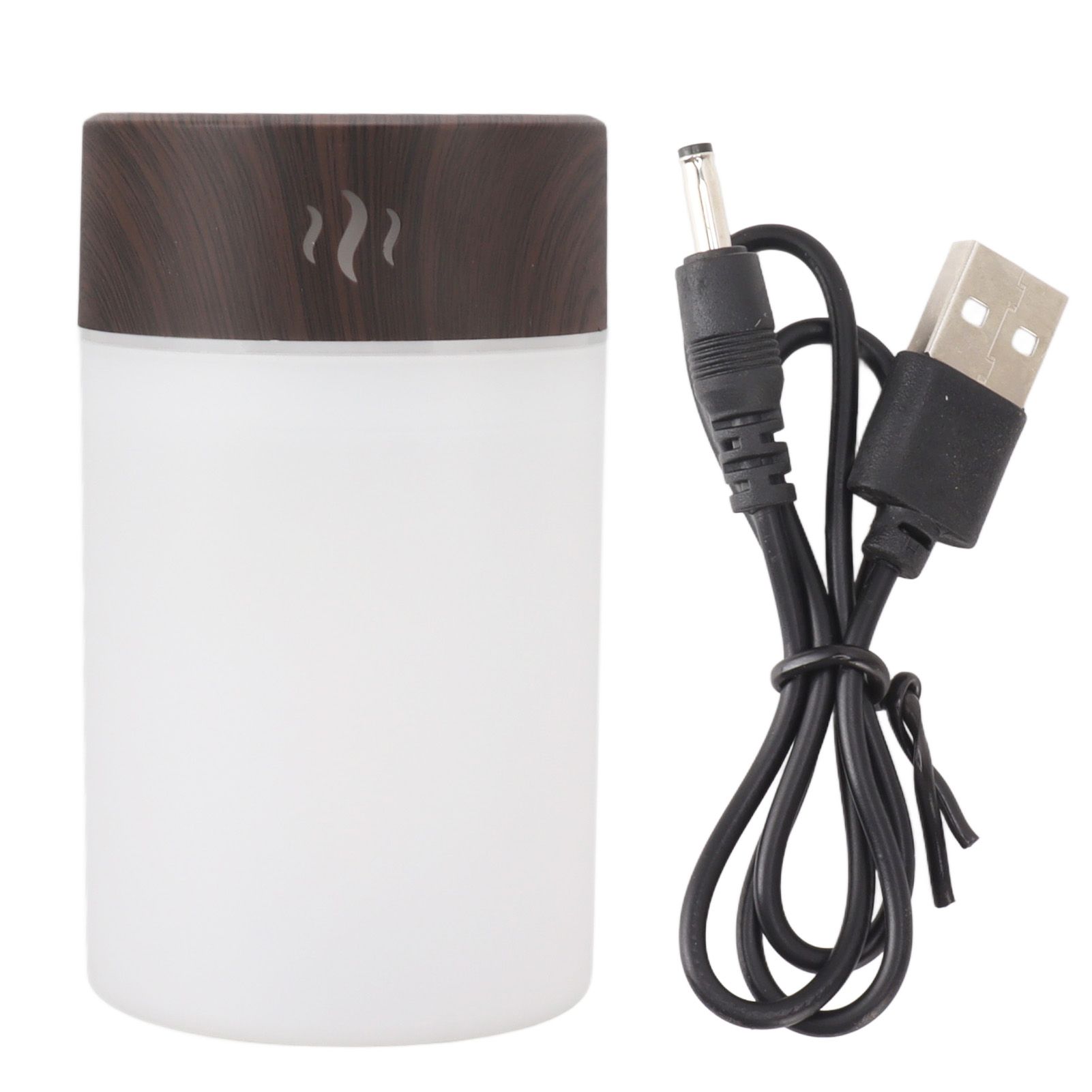 Mini Humidifier 260ml 5V USB Charge Colorful LED Night Light Wood Grain Desk Humidifier for Bedroom Office Car Dark Wood Grain - Image 1