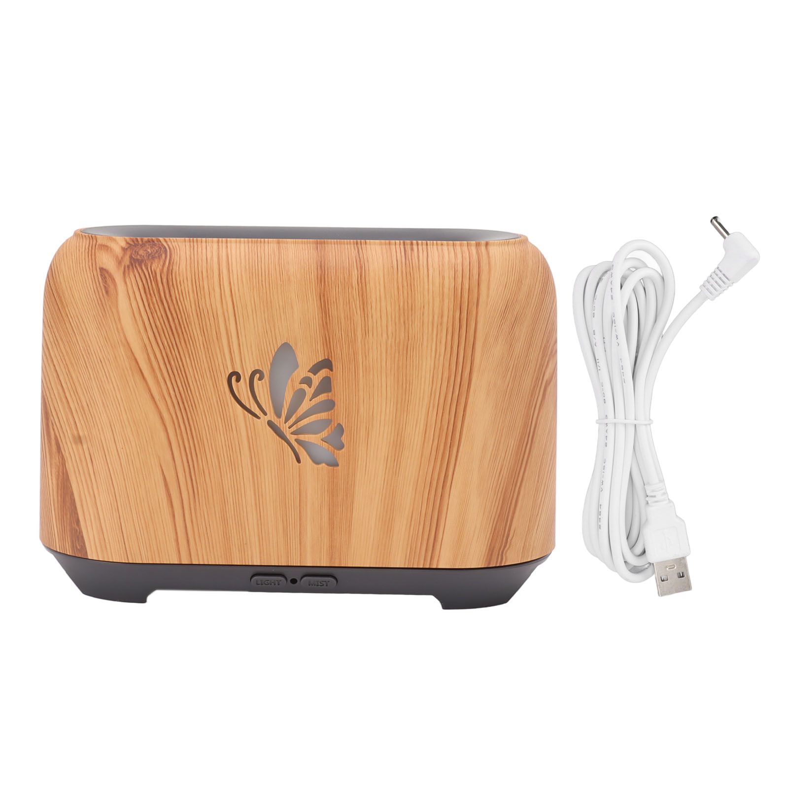 150ml Flame Diffuser Humidifier Prevents Dryness Silent Operation Wood Grain Humidifier with 7 Color Lights for Bedroom Office Light Grain - Image 1