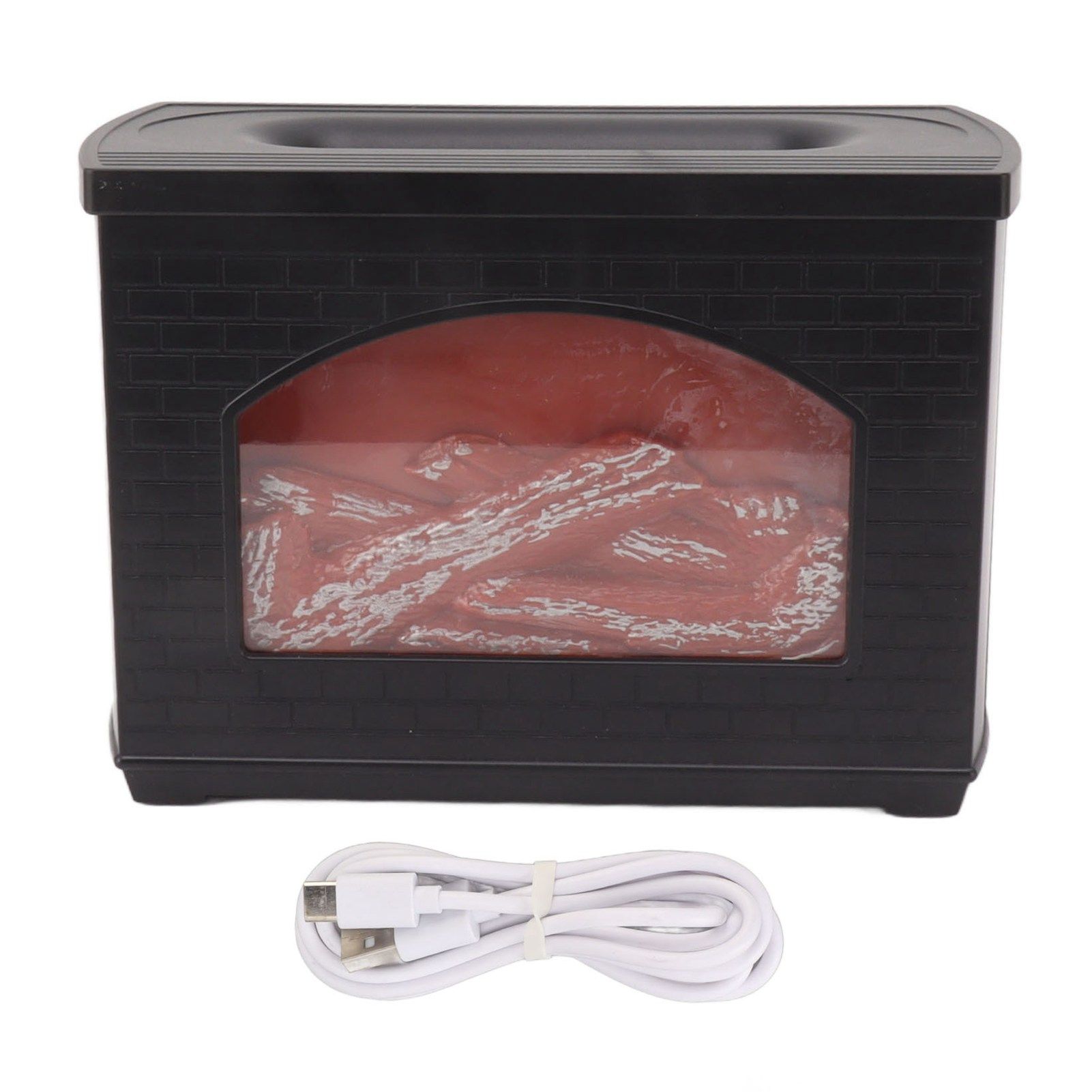 Black 270ml Fireplace Flame Diffuser No BPA Desktop Essential Oil Diffuser Mist Humidifier 7.5W 5V - Image 1