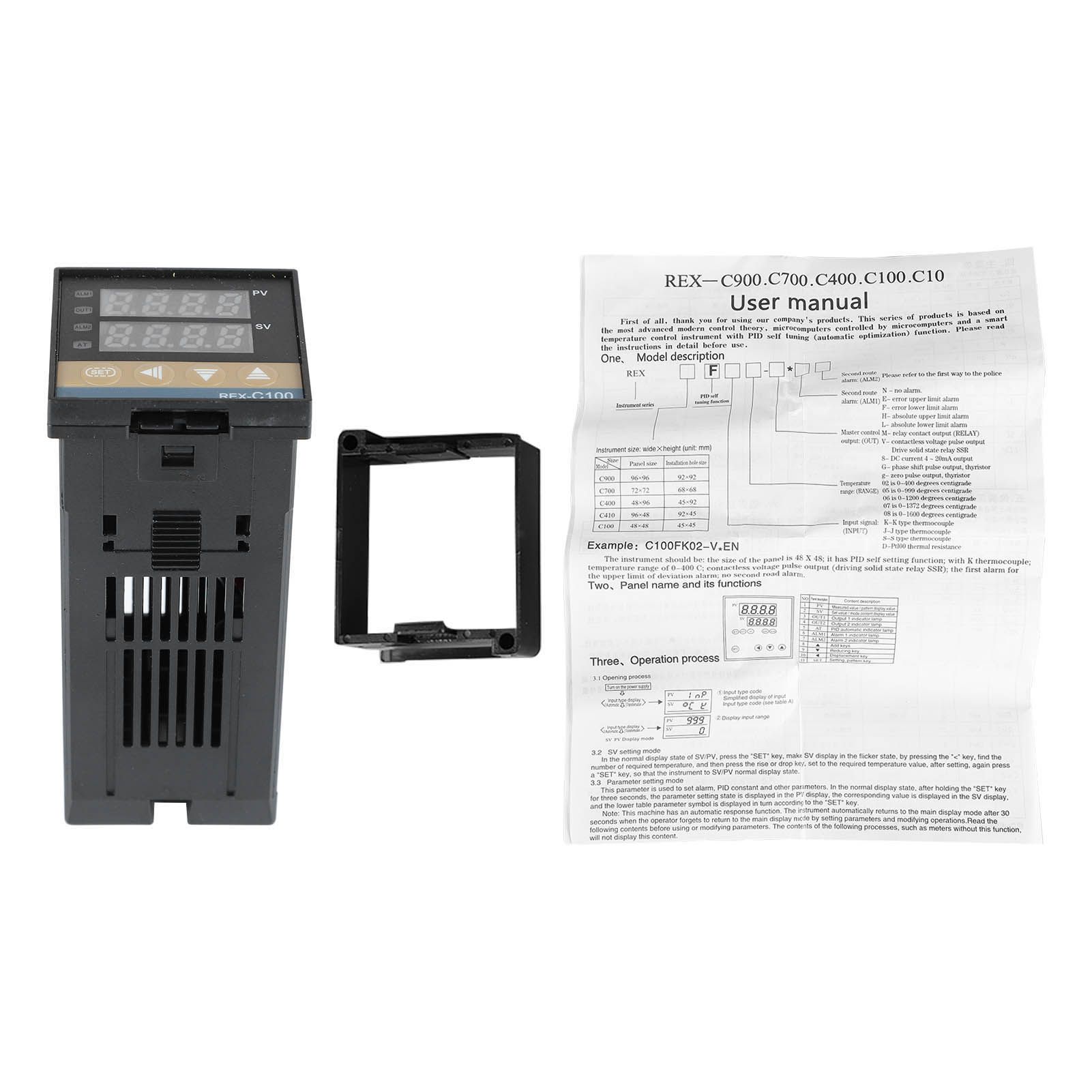 PID Temperature Controller Kit REX C100 Digital PID Temperature Controller with Solid State Relay 100‑240V REX C100FK02 V DN SSR DK - Image 1