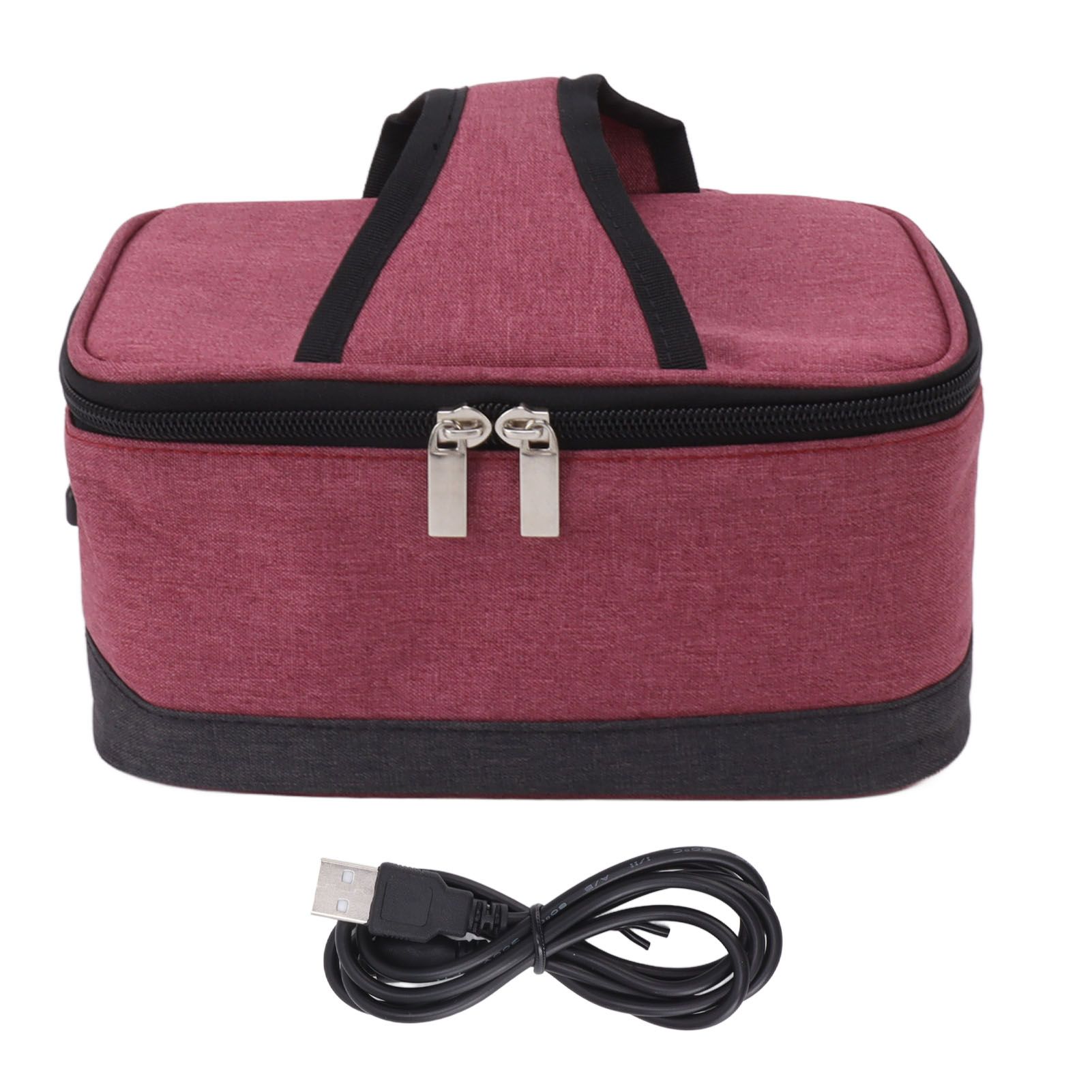Portable Electric Lunch Box Food Heater USB Constant Heating Insulation Bag Heated Lunch Box Bag Wine Red - Image 1