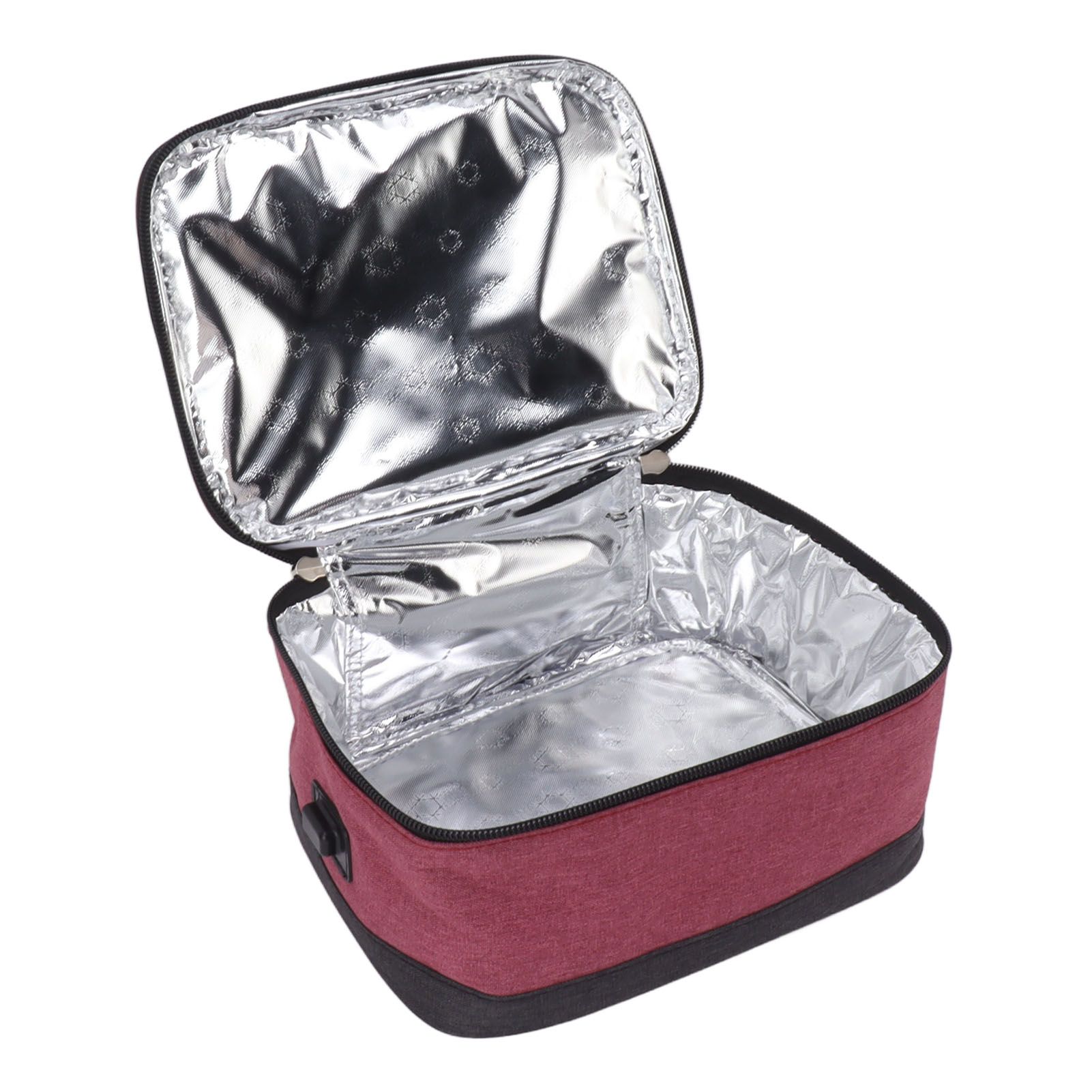 Portable Electric Lunch Box Food Heater USB Constant Heating Insulation Bag Heated Lunch Box Bag Wine Red - Image 7