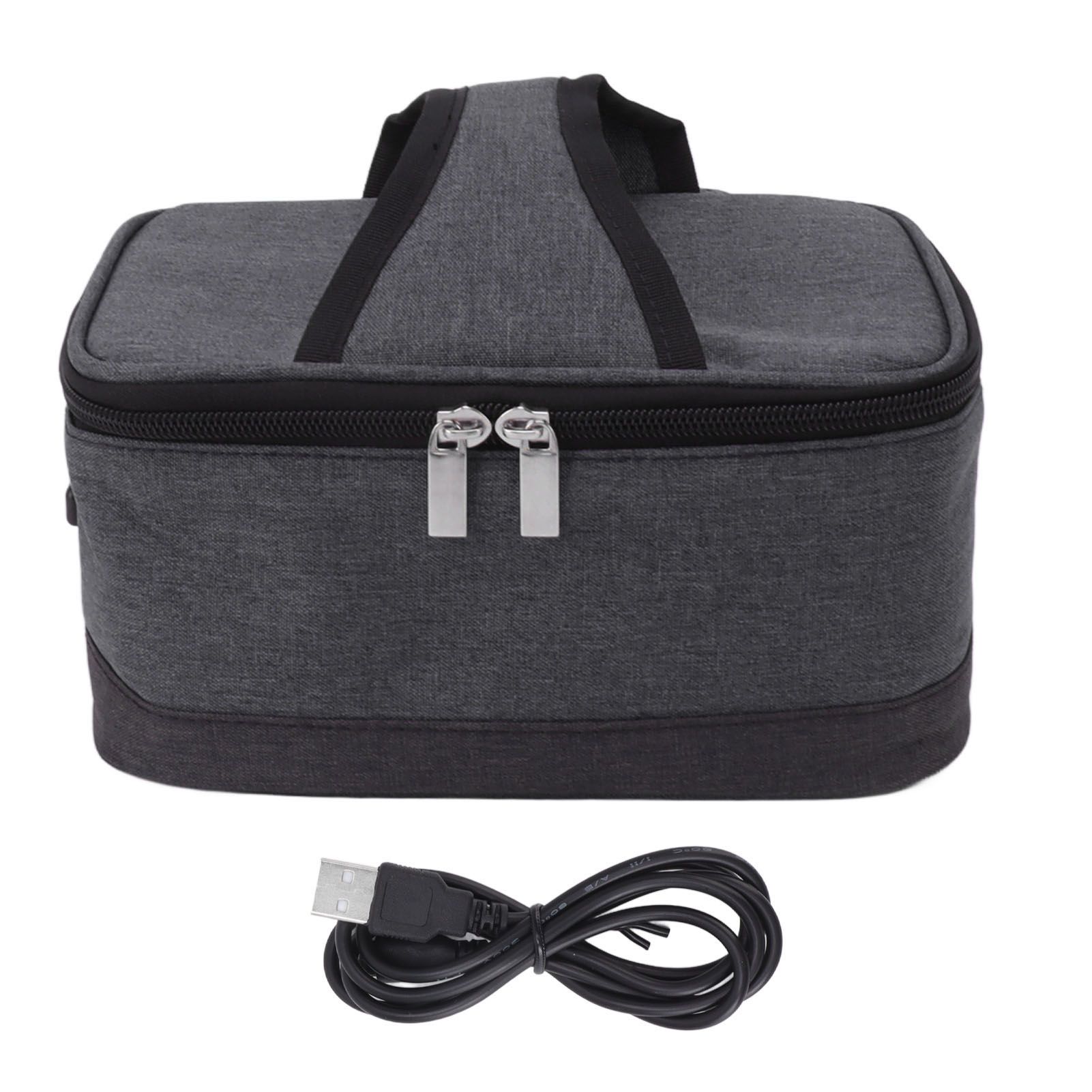 Portable Electric Lunch Box Food Heater USB Constant Heating Insulation Bag Heated Lunch Box Bag Light Gray - Image 1