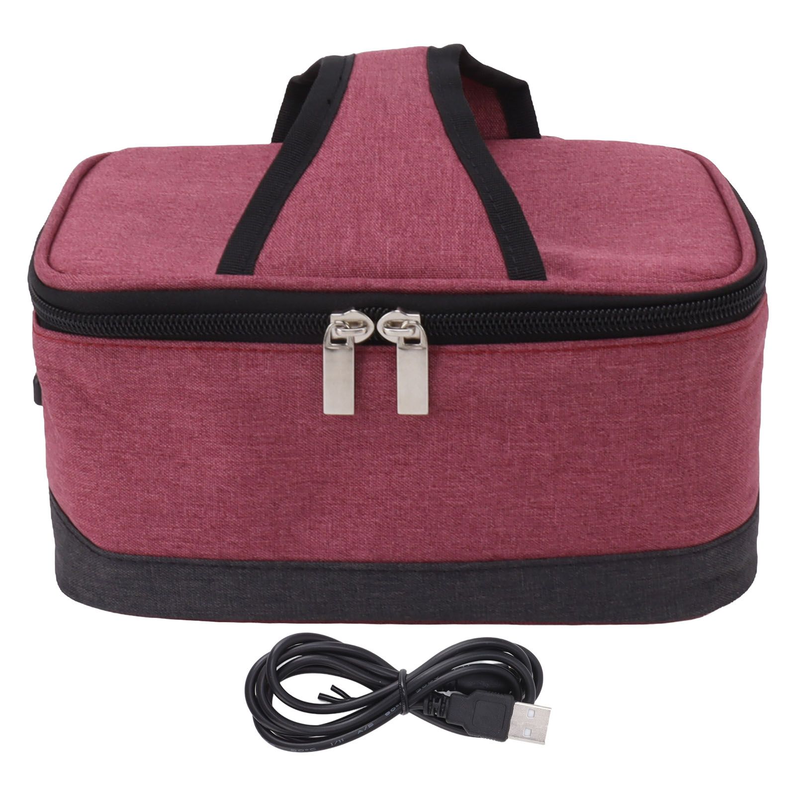 USB Heating Insulation Bag Portable Electric Heating Food Container Constant Temperature Heating Bag for Outdoor Wine Red - Image 1