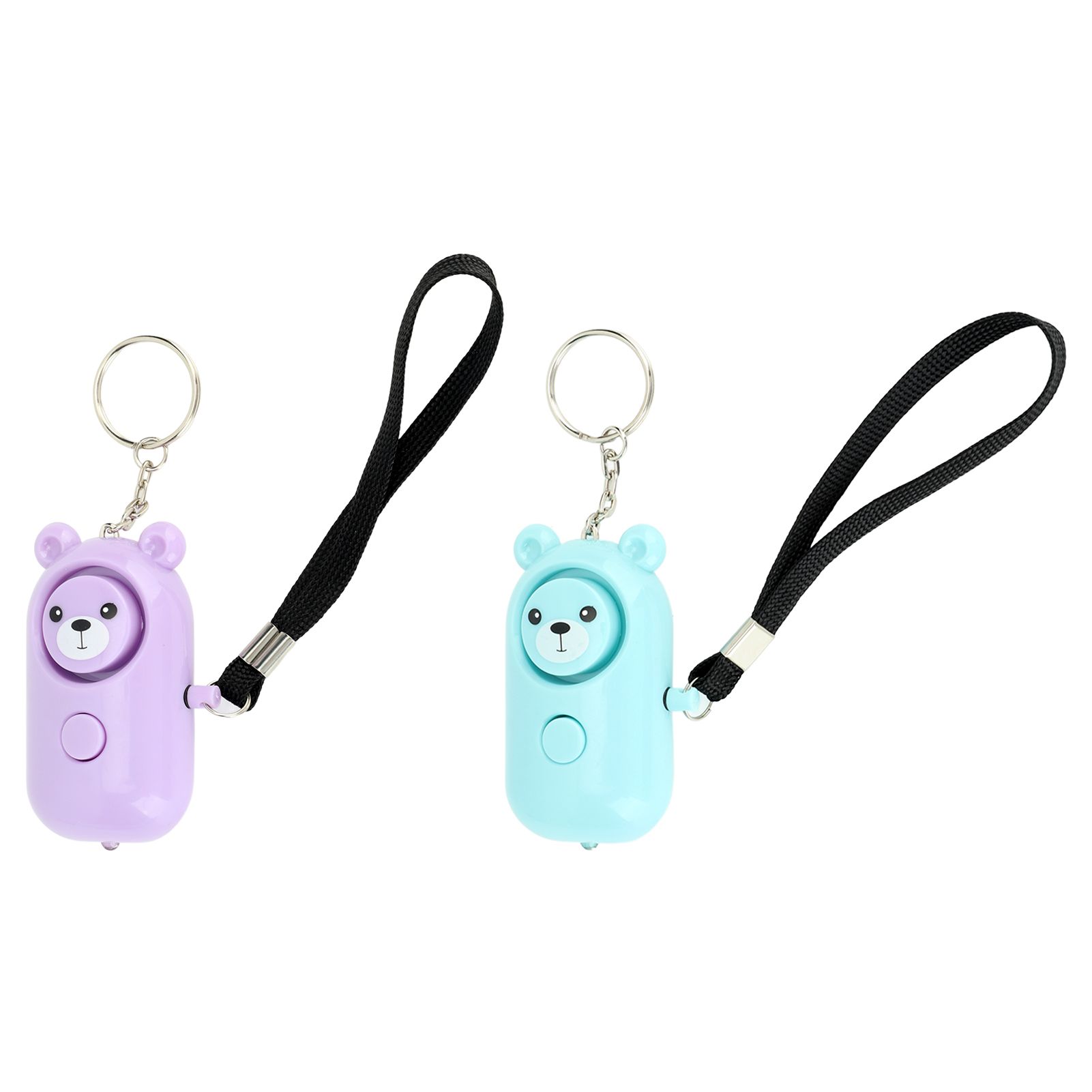 2PCS Safety Alarm Bear Style Emergency Alarms Keychain Protection Devices for Women Girls Kids Elderly Purple and Cyan - Image 3