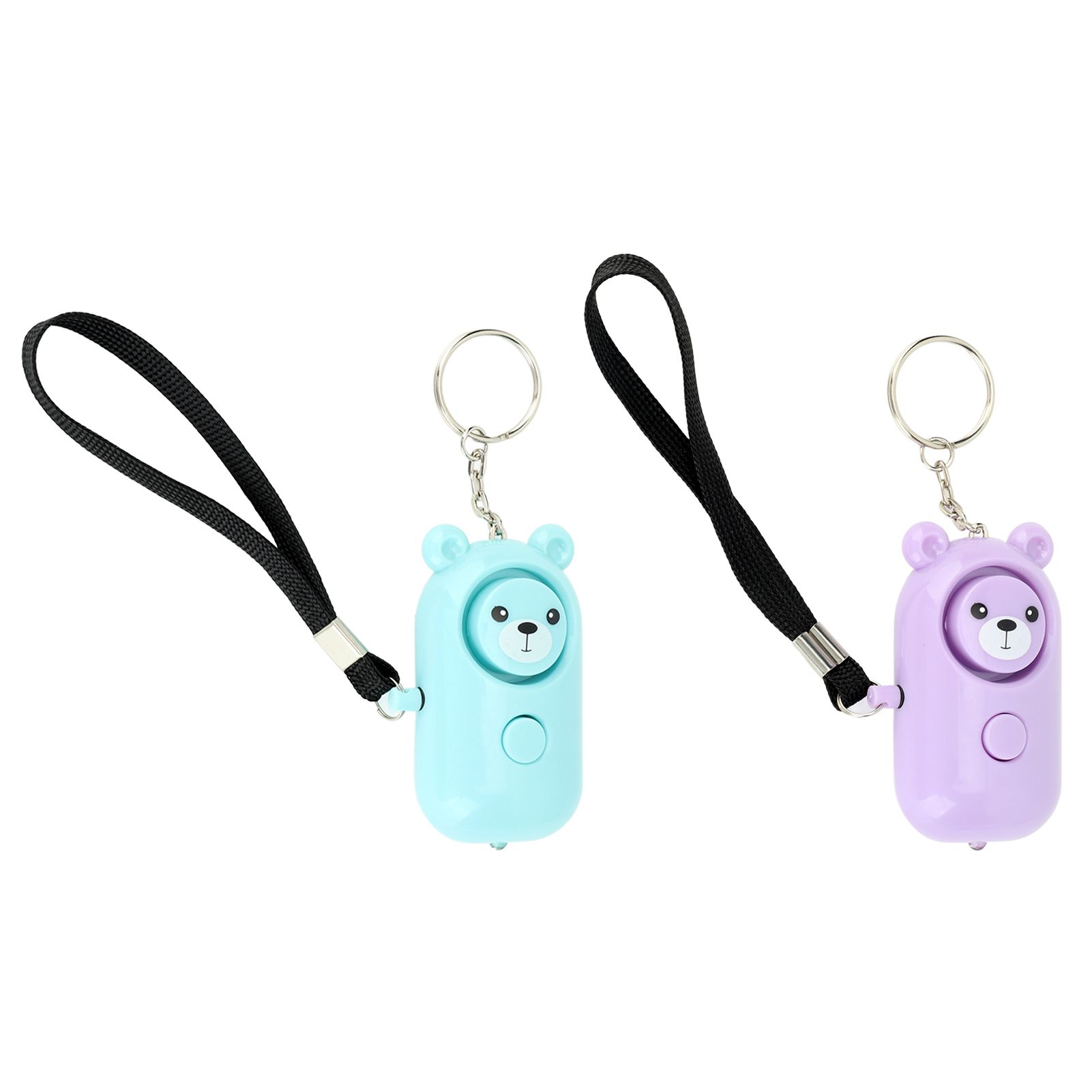 2PCS Safety Alarm Bear Style Emergency Alarms Keychain Protection Devices for Women Girls Kids Elderly Purple and Cyan - Image 4