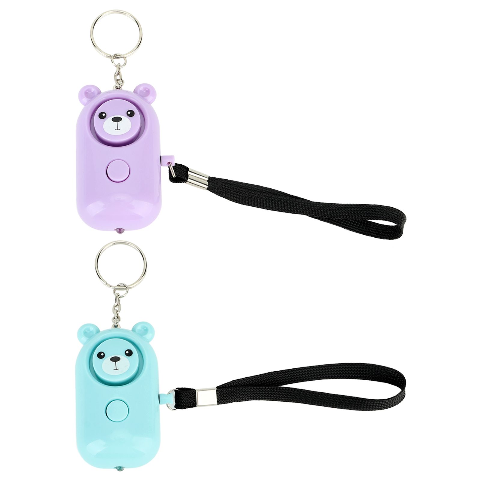 2PCS Safety Alarm Bear Style Emergency Alarms Keychain Protection Devices for Women Girls Kids Elderly Purple and Cyan - Image 5
