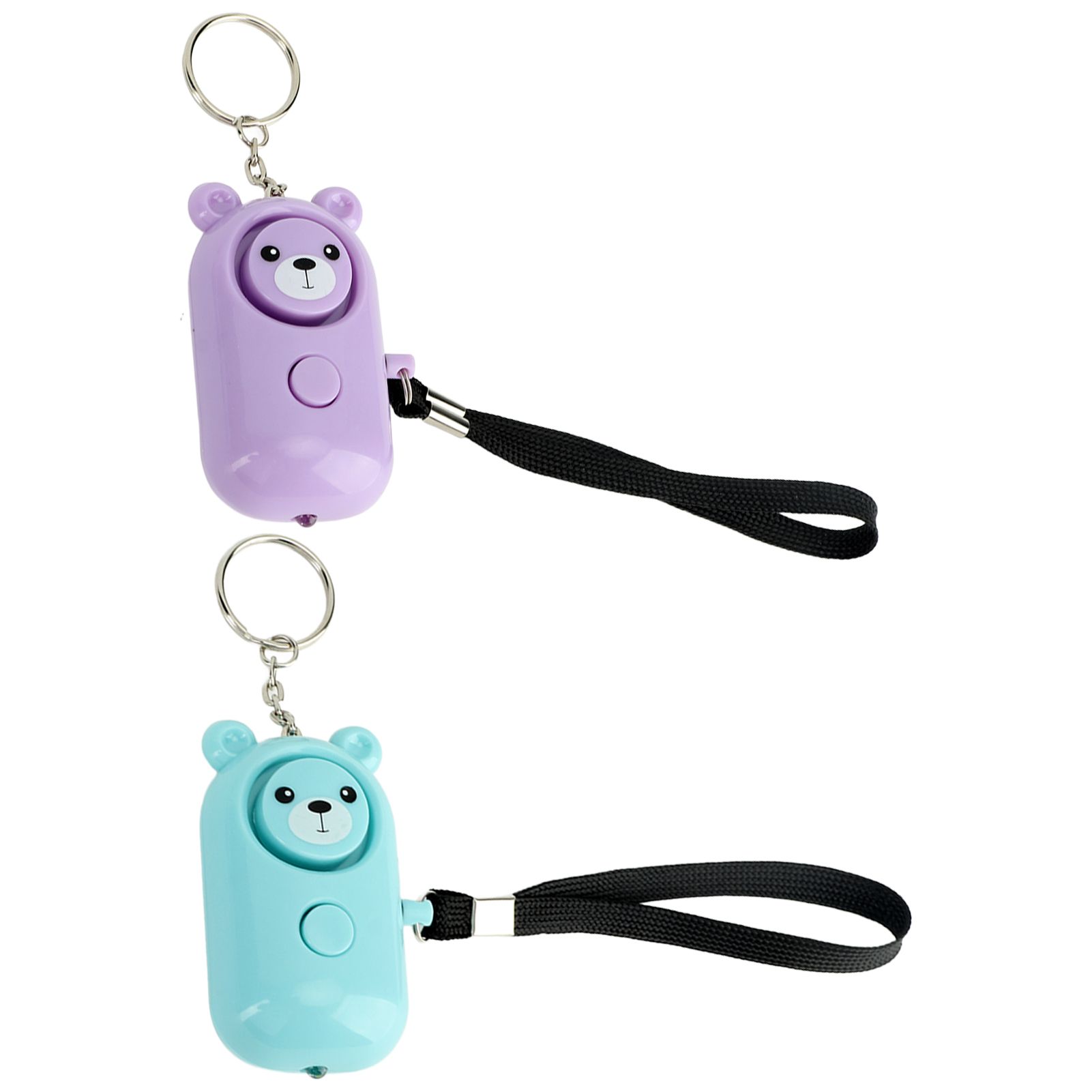 2PCS Safety Alarm Bear Style Emergency Alarms Keychain Protection Devices for Women Girls Kids Elderly Purple and Cyan - Image 6