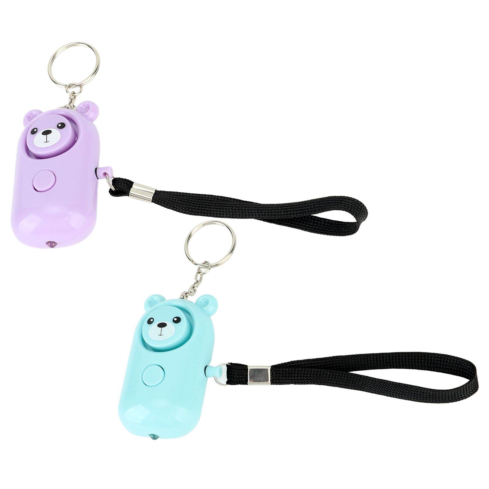 2PCS Safety Alarm Bear Style Emergency Alarms Keychain Protection Devices for Women Girls Kids Elderly Purple and Cyan - Image 7