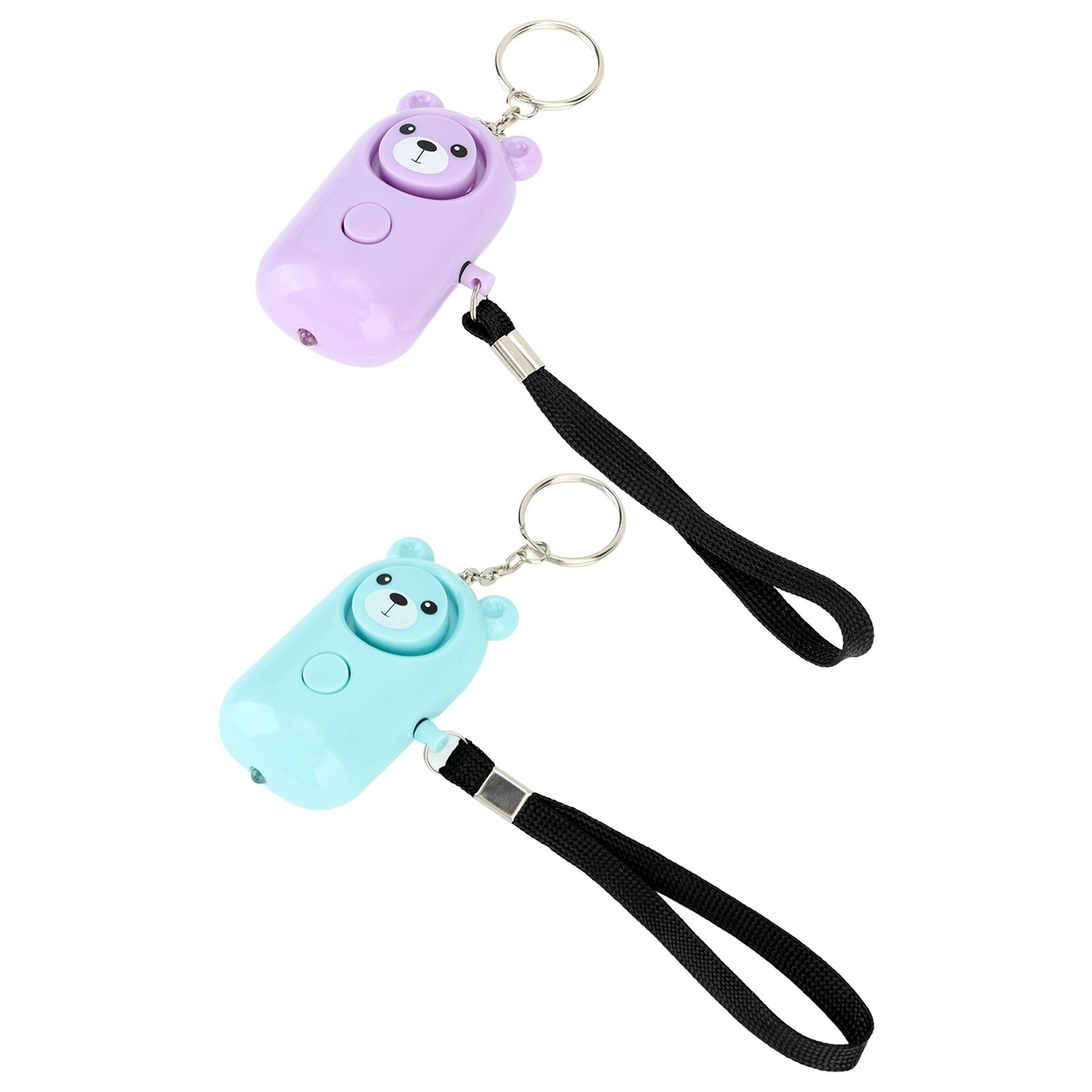 2PCS Safety Alarm Bear Style Emergency Alarms Keychain Protection Devices for Women Girls Kids Elderly Purple and Cyan - Image 8