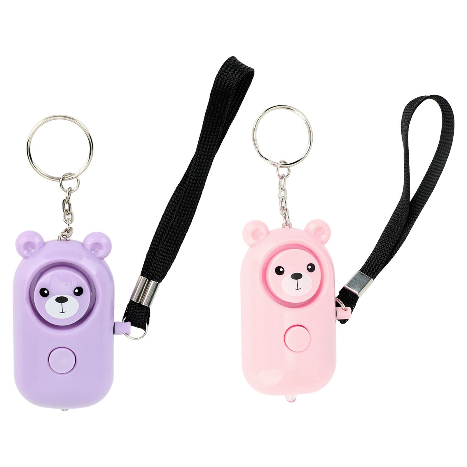 2PCS Safety Alarm Bear Style Emergency Alarms Keychain Protection Devices for Women Girls Kids Elderly Pink and Purple - Image 3