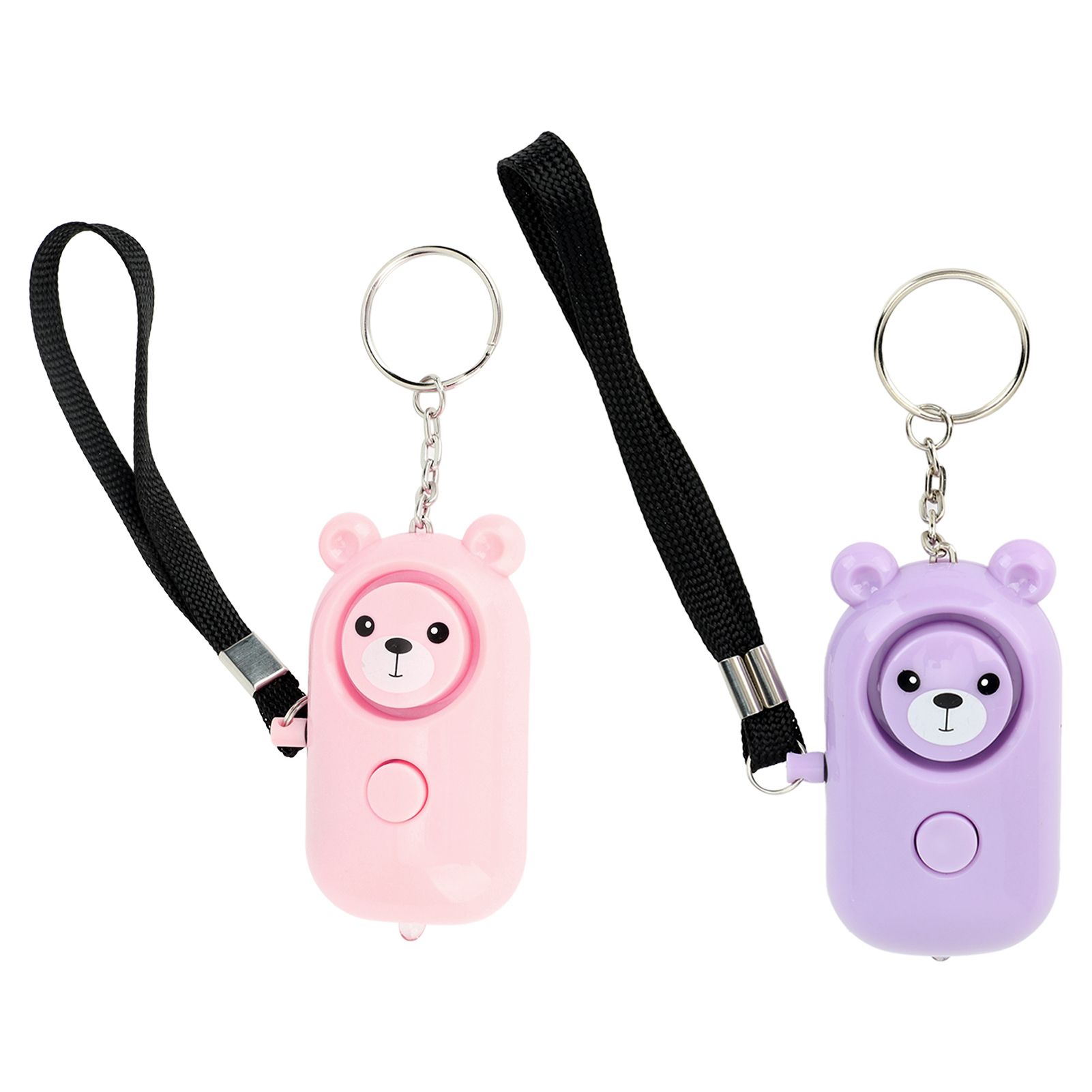 2PCS Safety Alarm Bear Style Emergency Alarms Keychain Protection Devices for Women Girls Kids Elderly Pink and Purple - Image 4