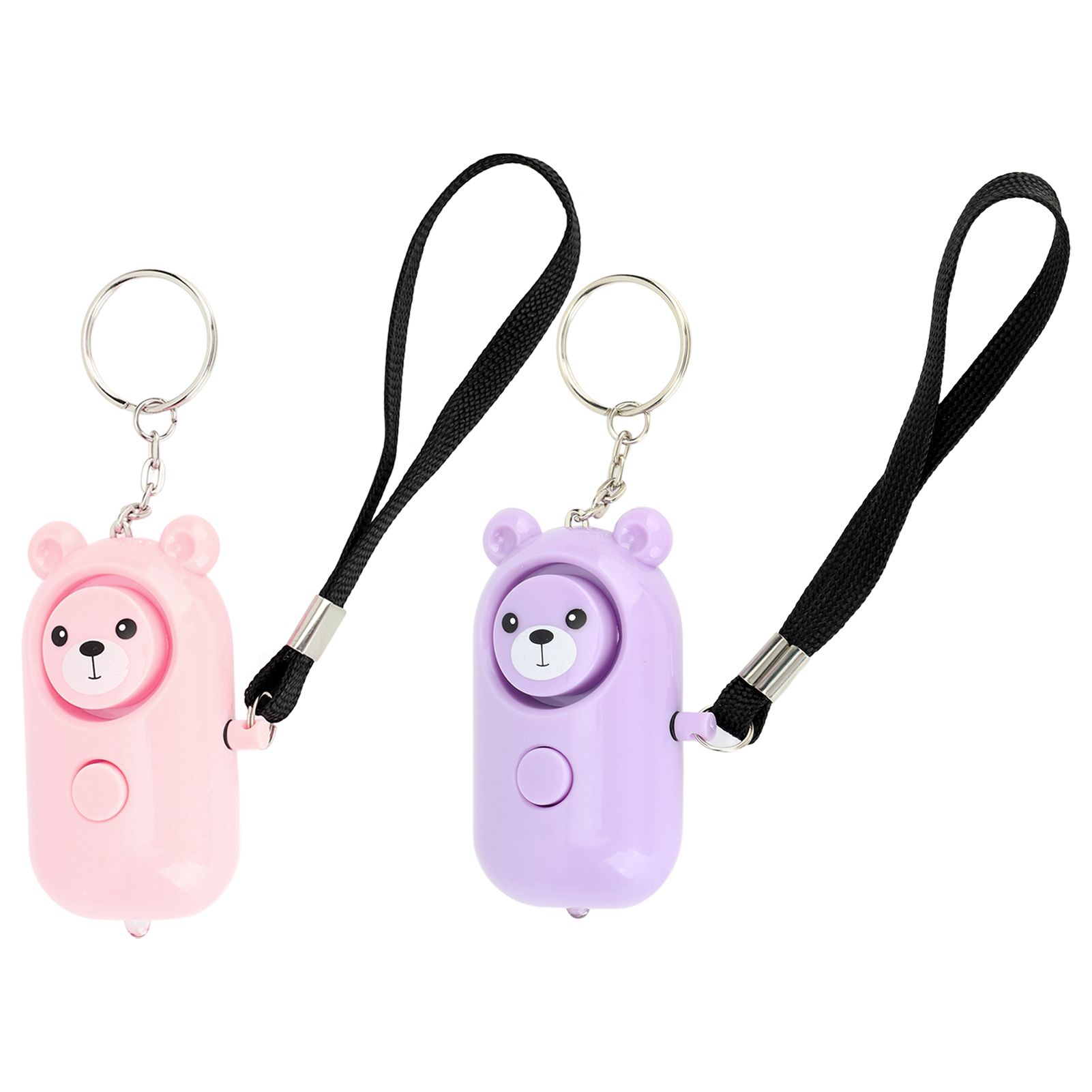 2PCS Safety Alarm Bear Style Emergency Alarms Keychain Protection Devices for Women Girls Kids Elderly Pink and Purple - Image 5