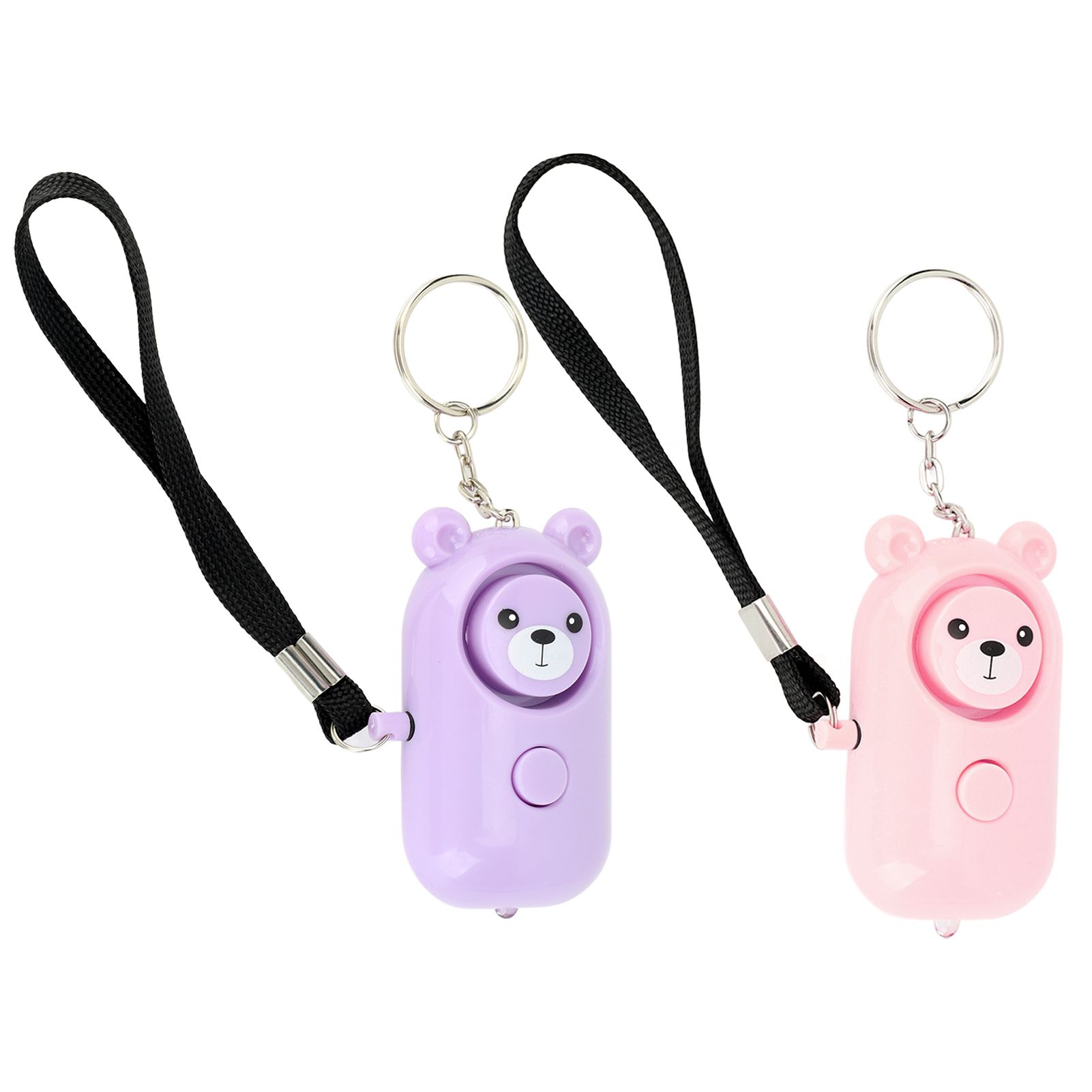 2PCS Safety Alarm Bear Style Emergency Alarms Keychain Protection Devices for Women Girls Kids Elderly Pink and Purple - Image 6