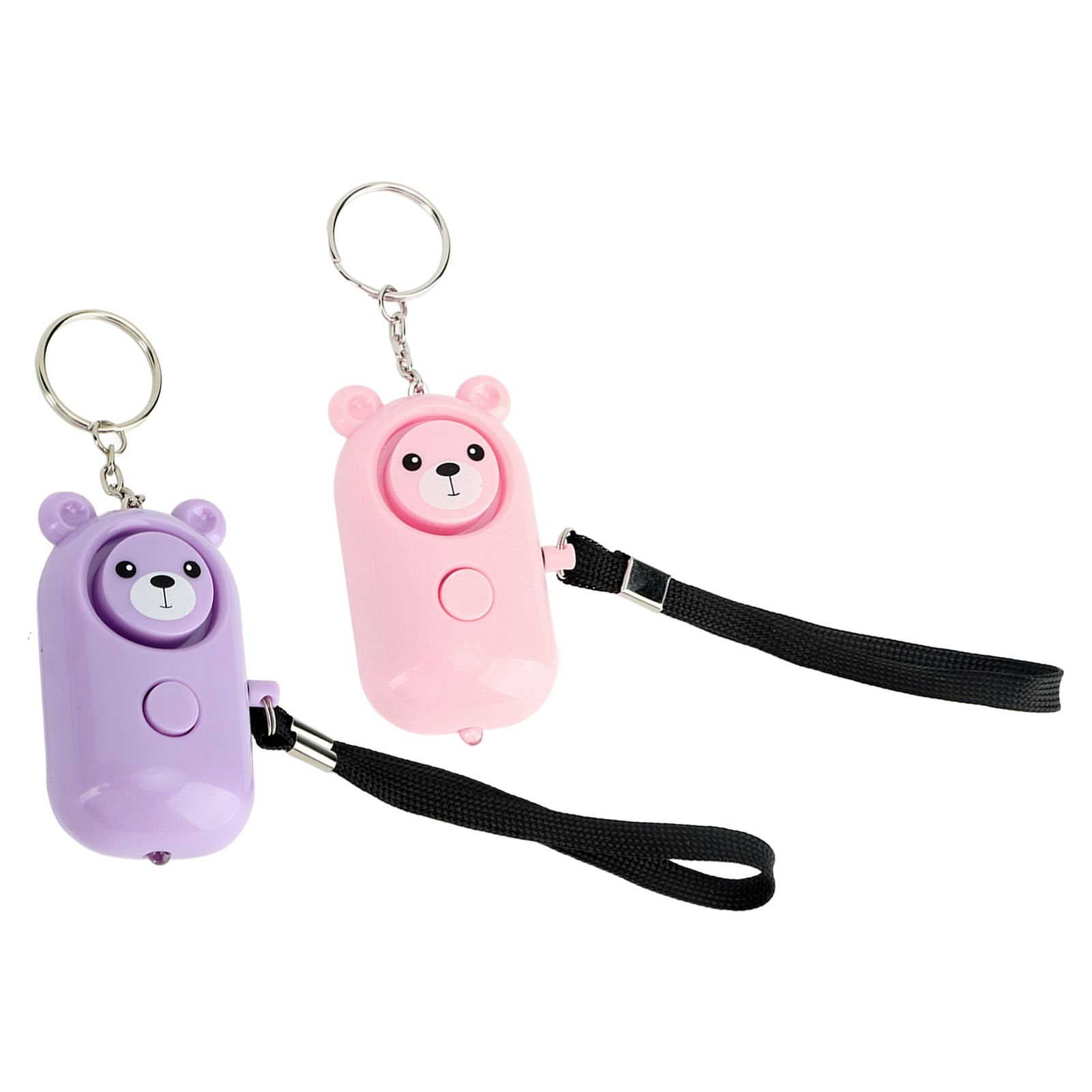2PCS Safety Alarm Bear Style Emergency Alarms Keychain Protection Devices for Women Girls Kids Elderly Pink and Purple - Image 8