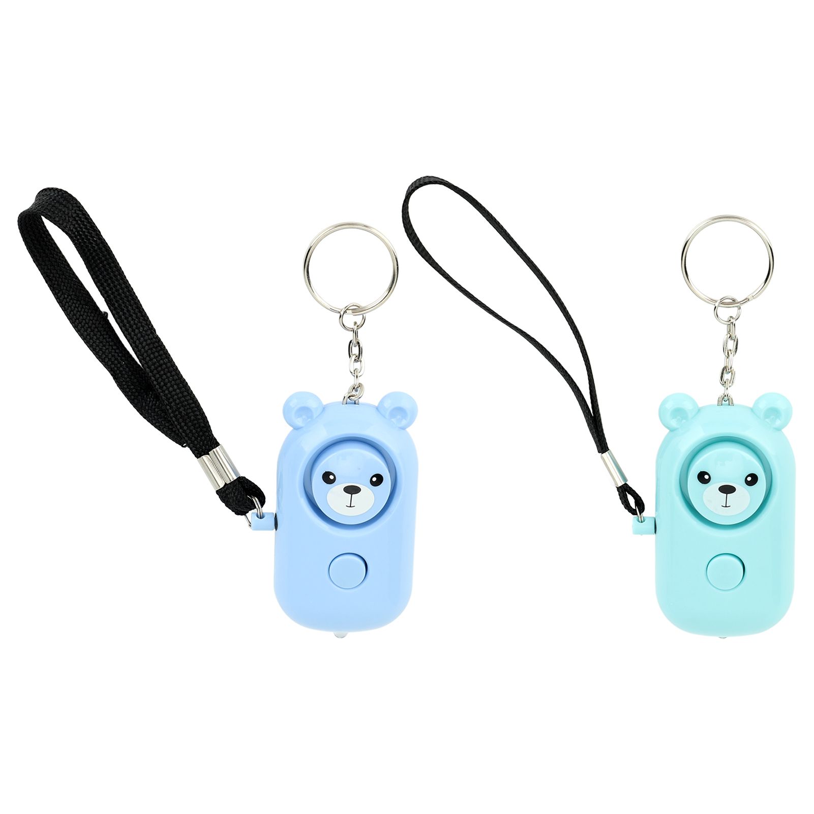 2PCS Safety Alarm Bear Style Emergency Alarms Keychain Protection Devices for Women Girls Kids Elderly Blue and Cyan - Image 2