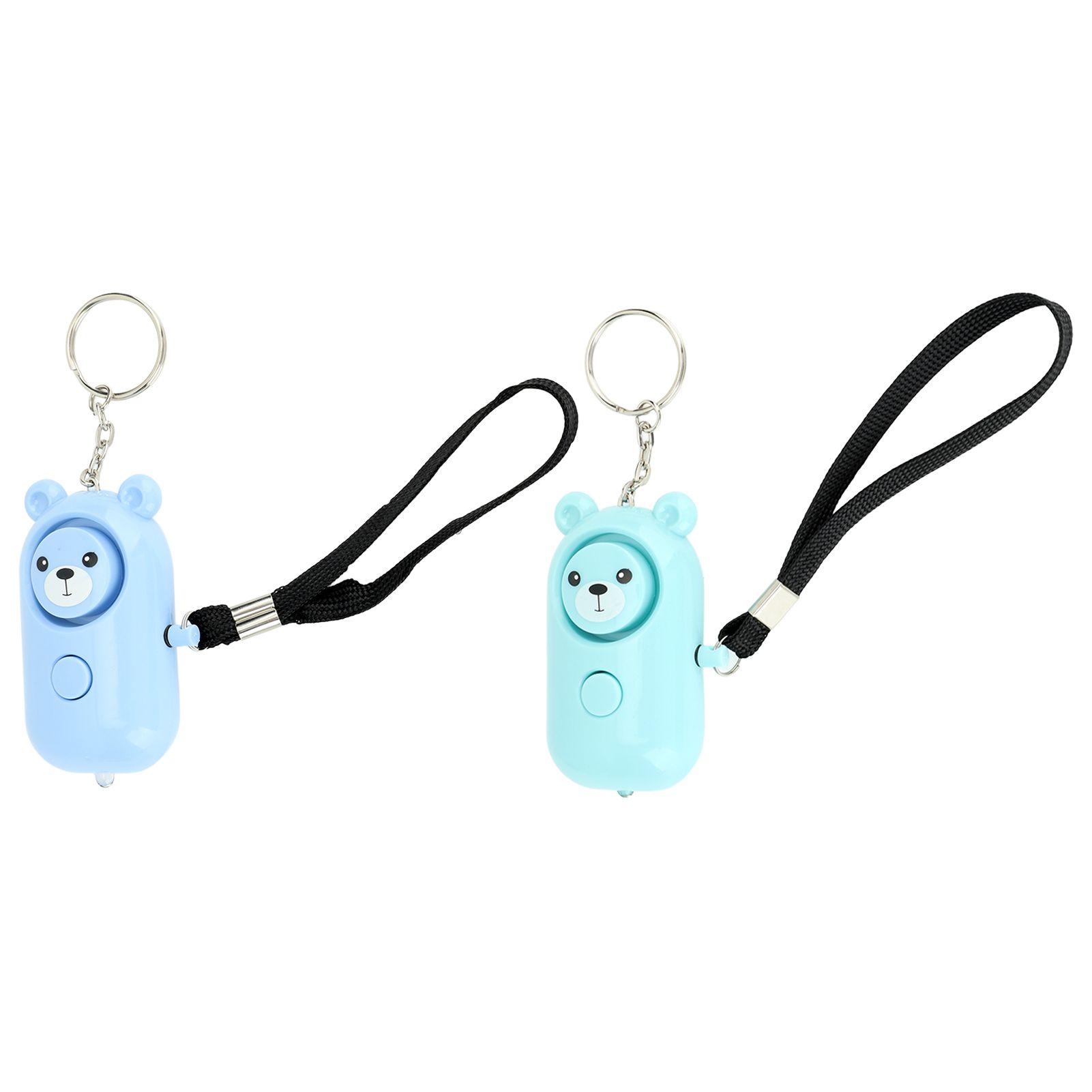 2PCS Safety Alarm Bear Style Emergency Alarms Keychain Protection Devices for Women Girls Kids Elderly Blue and Cyan - Image 3