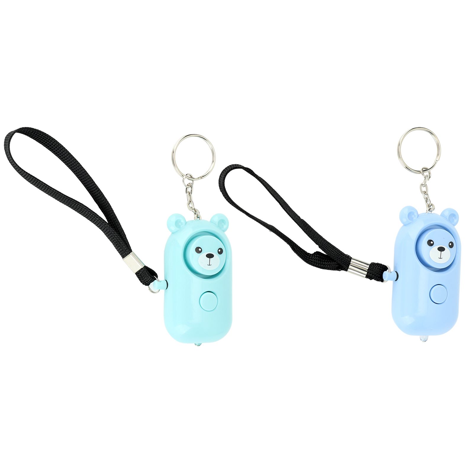 2PCS Safety Alarm Bear Style Emergency Alarms Keychain Protection Devices for Women Girls Kids Elderly Blue and Cyan - Image 4
