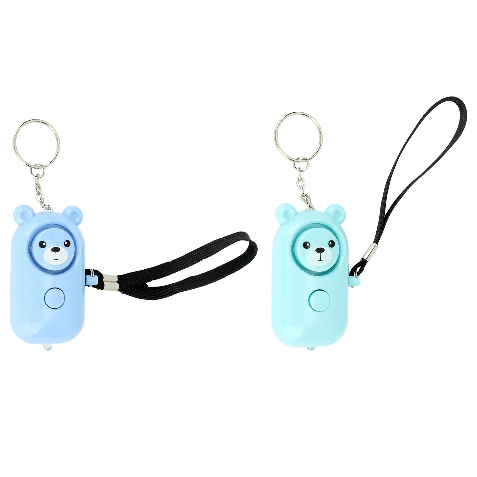 2PCS Safety Alarm Bear Style Emergency Alarms Keychain Protection Devices for Women Girls Kids Elderly Blue and Cyan - Image 5
