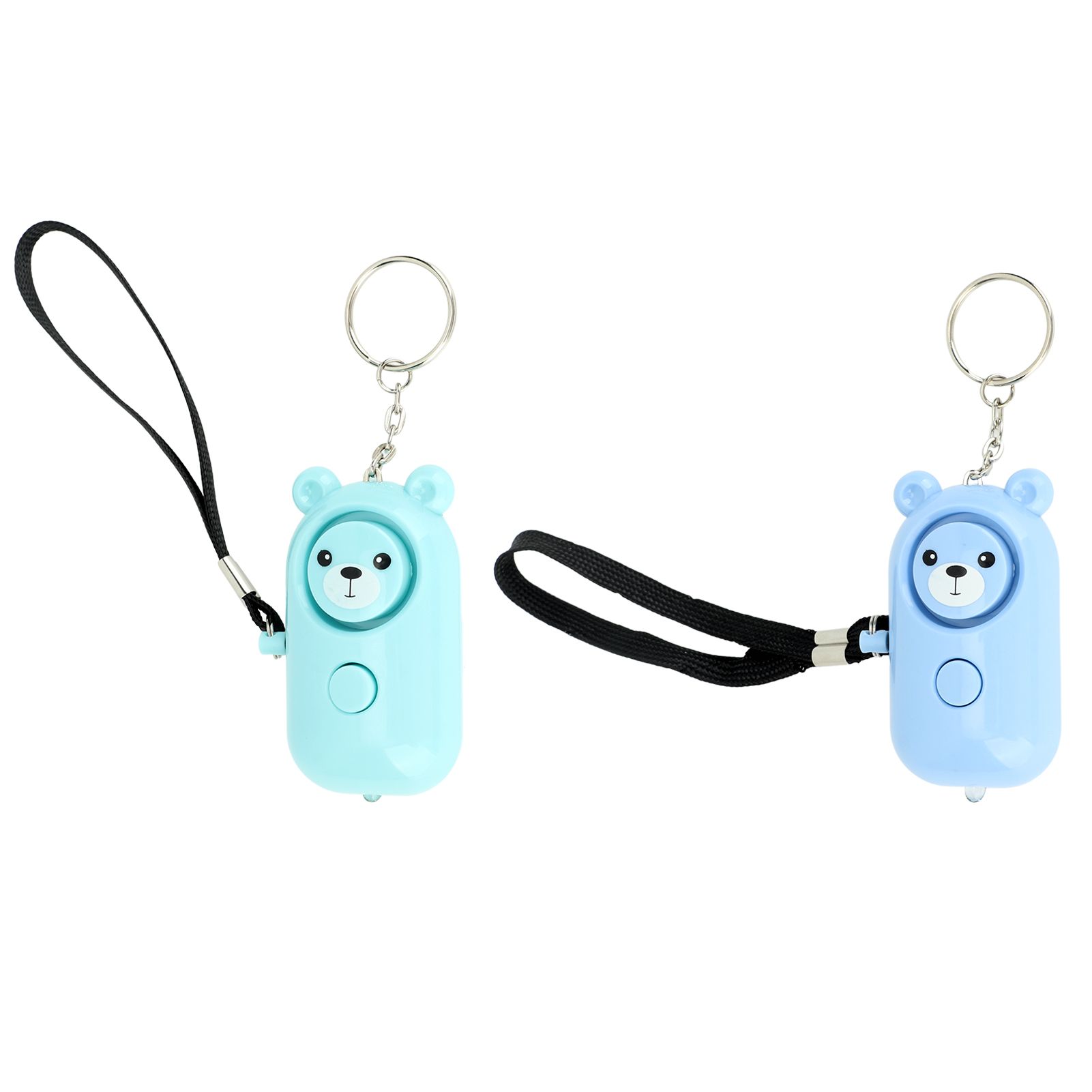 2PCS Safety Alarm Bear Style Emergency Alarms Keychain Protection Devices for Women Girls Kids Elderly Blue and Cyan - Image 6