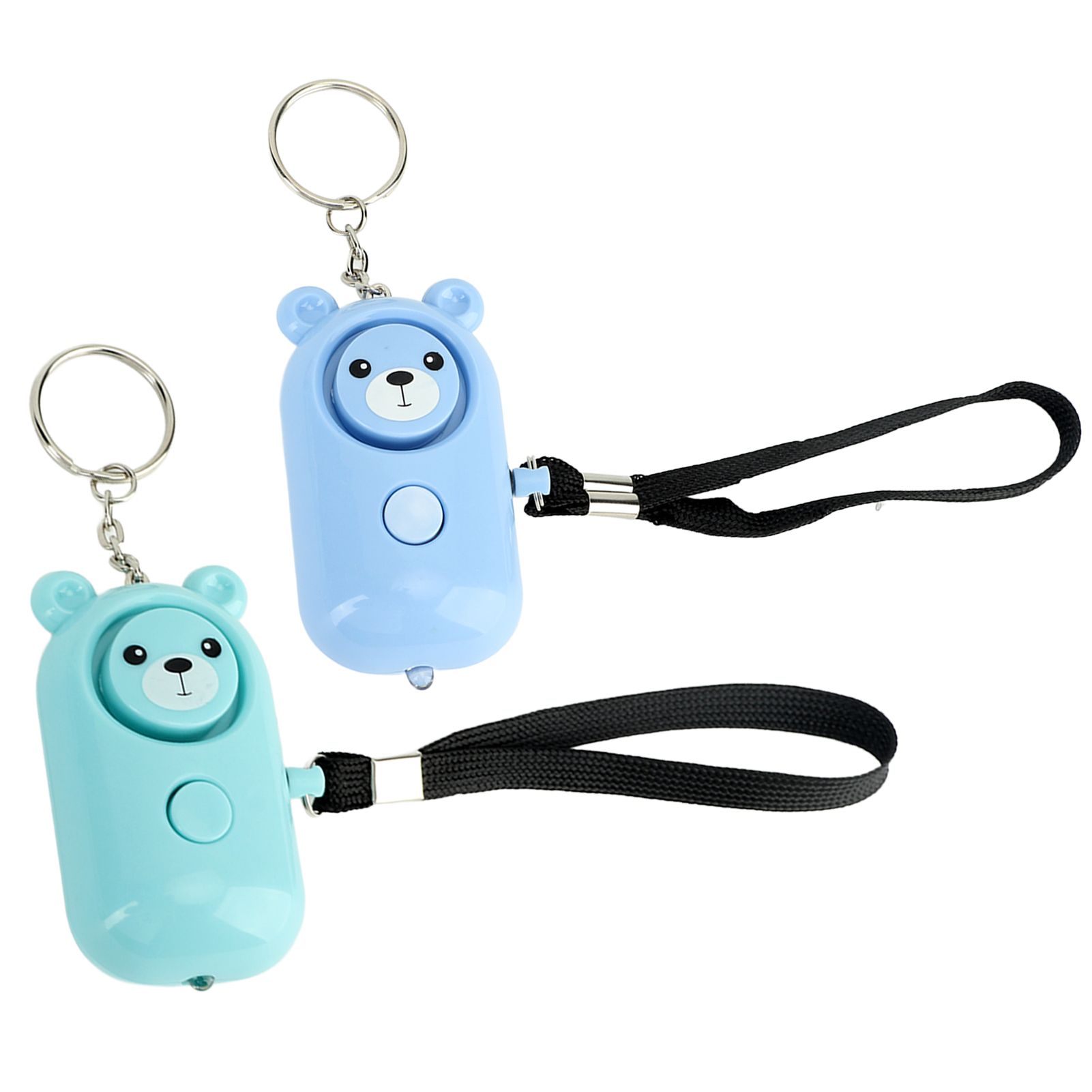 2PCS Safety Alarm Bear Style Emergency Alarms Keychain Protection Devices for Women Girls Kids Elderly Blue and Cyan - Image 7