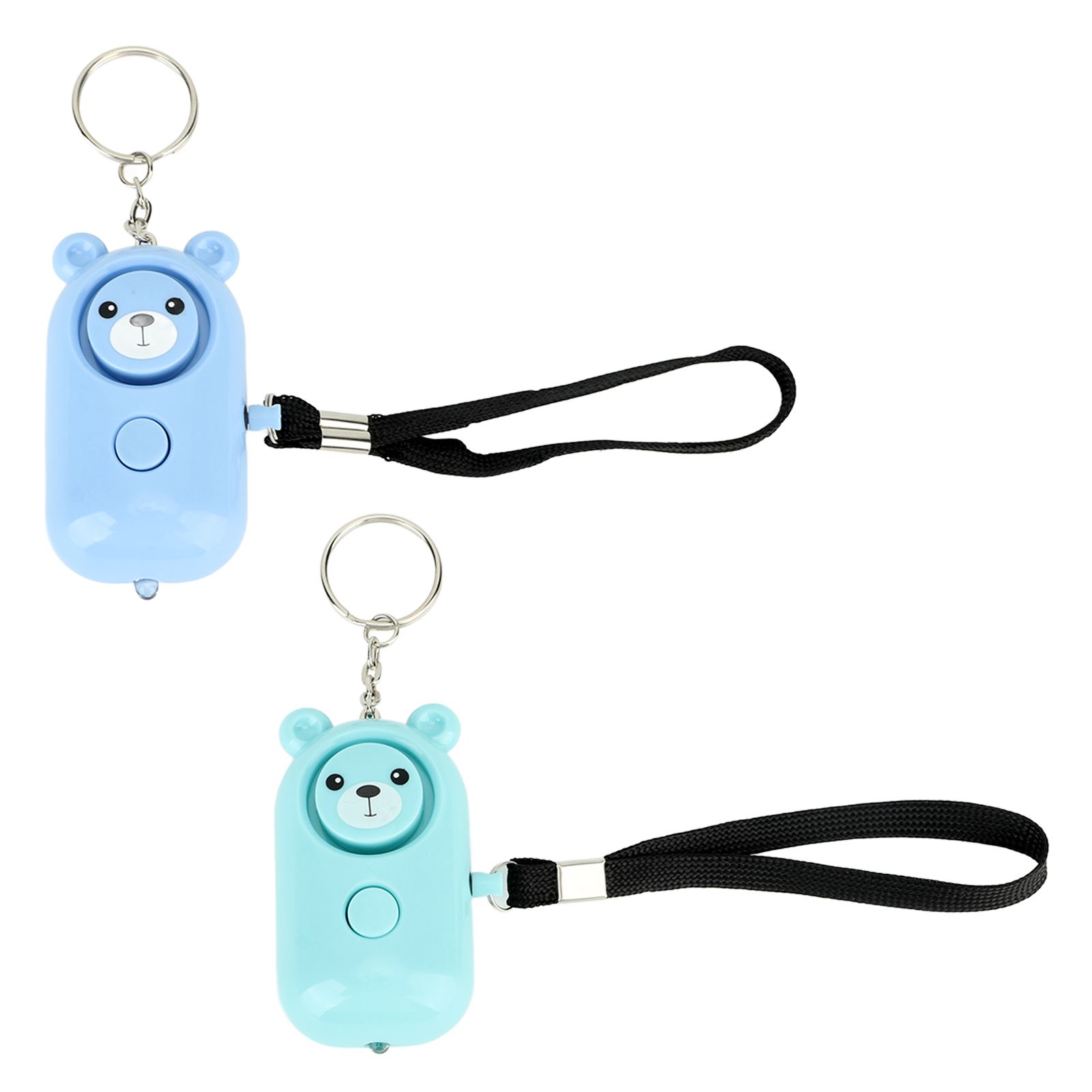2PCS Safety Alarm Bear Style Emergency Alarms Keychain Protection Devices for Women Girls Kids Elderly Blue and Cyan - Image 8