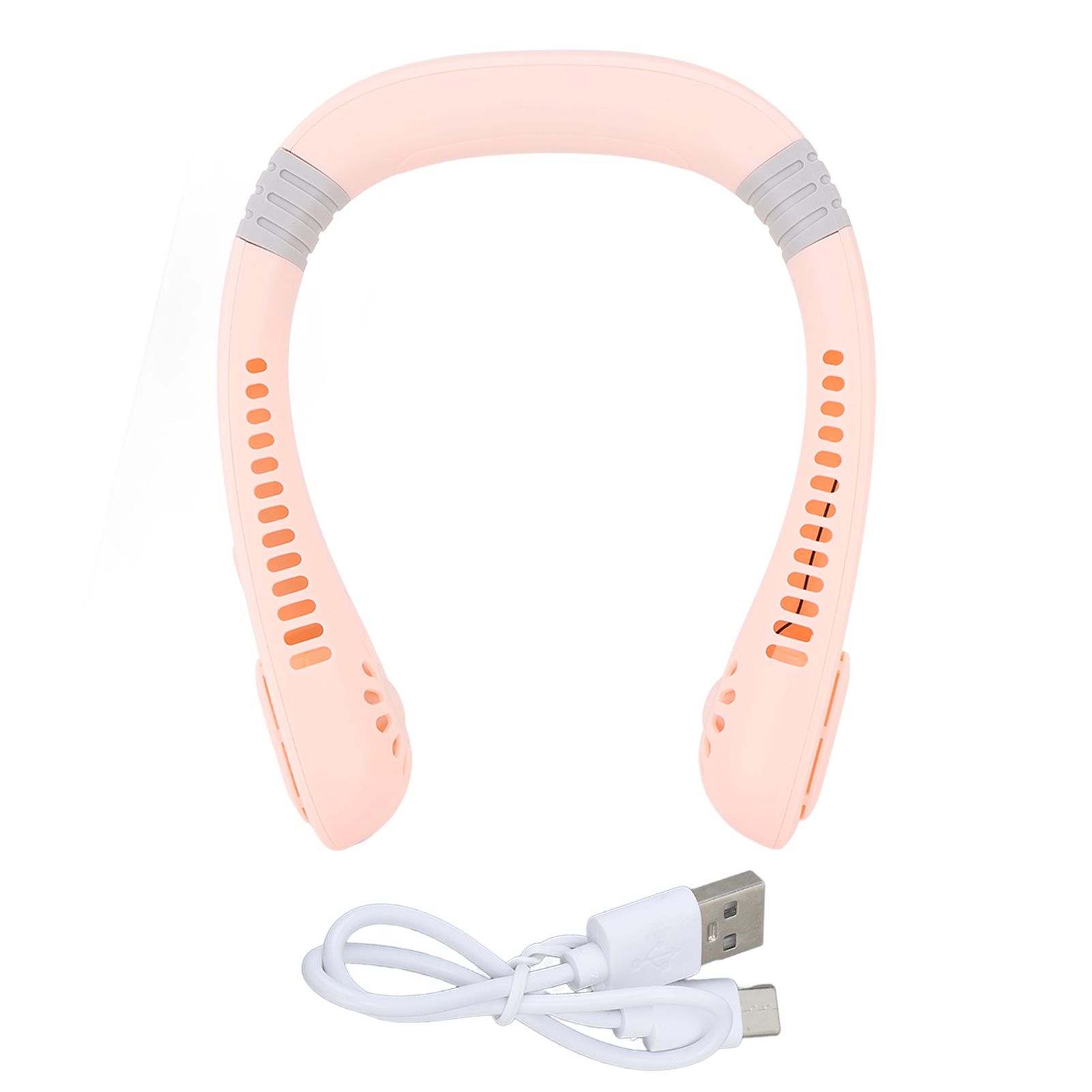 Portable Neck Fan USB Powered Digital Display 5 Gears Cooling Hanging Neck Bladeless Fan for Outdoor Sports Travel Sakura Pink - Image 1