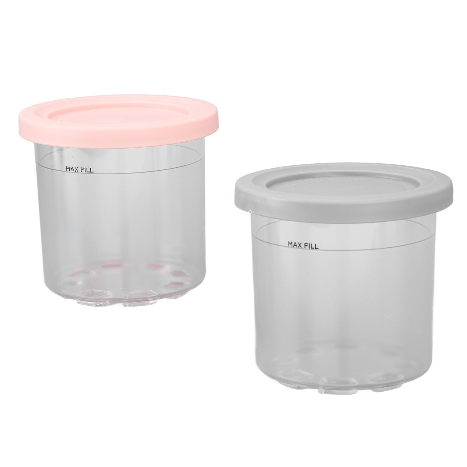 2PCS Ice Cream Pints Cup 600ml Ice Cream Container Storage Jar for Ninja NC299AMZ NC300s Grey and Pink - Image 2