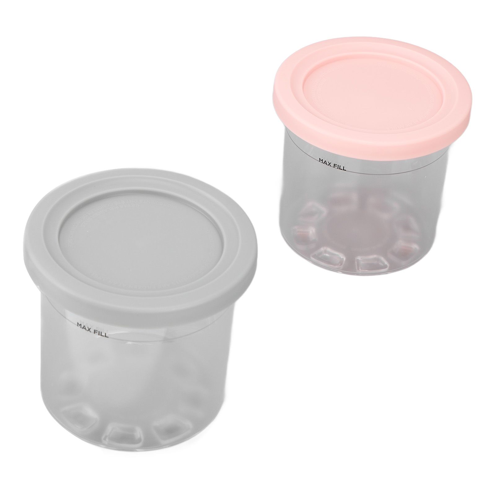 2PCS Ice Cream Pints Cup 600ml Ice Cream Container Storage Jar for Ninja NC299AMZ NC300s Grey and Pink - Image 5