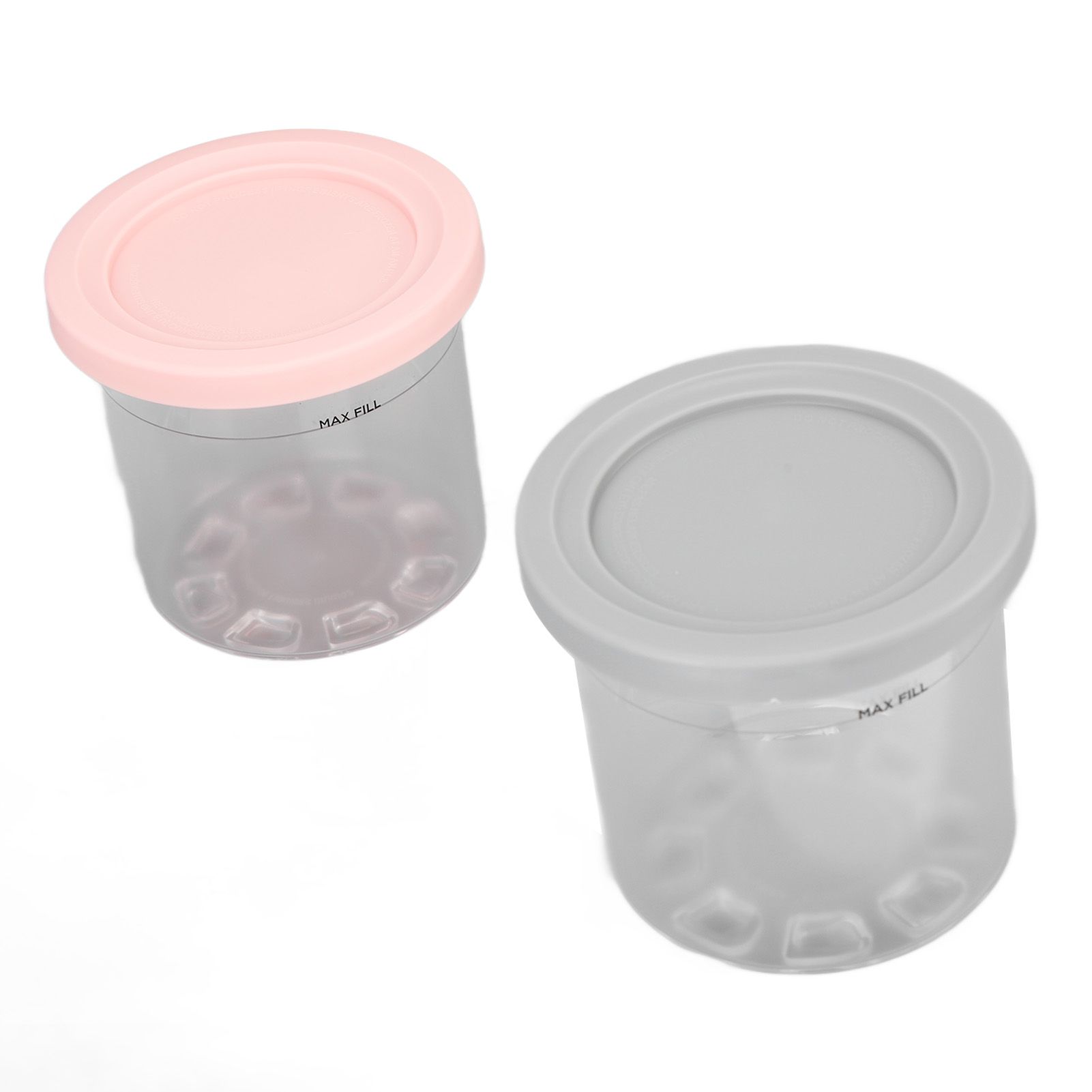 2PCS Ice Cream Pints Cup 600ml Ice Cream Container Storage Jar for Ninja NC299AMZ NC300s Grey and Pink - Image 6