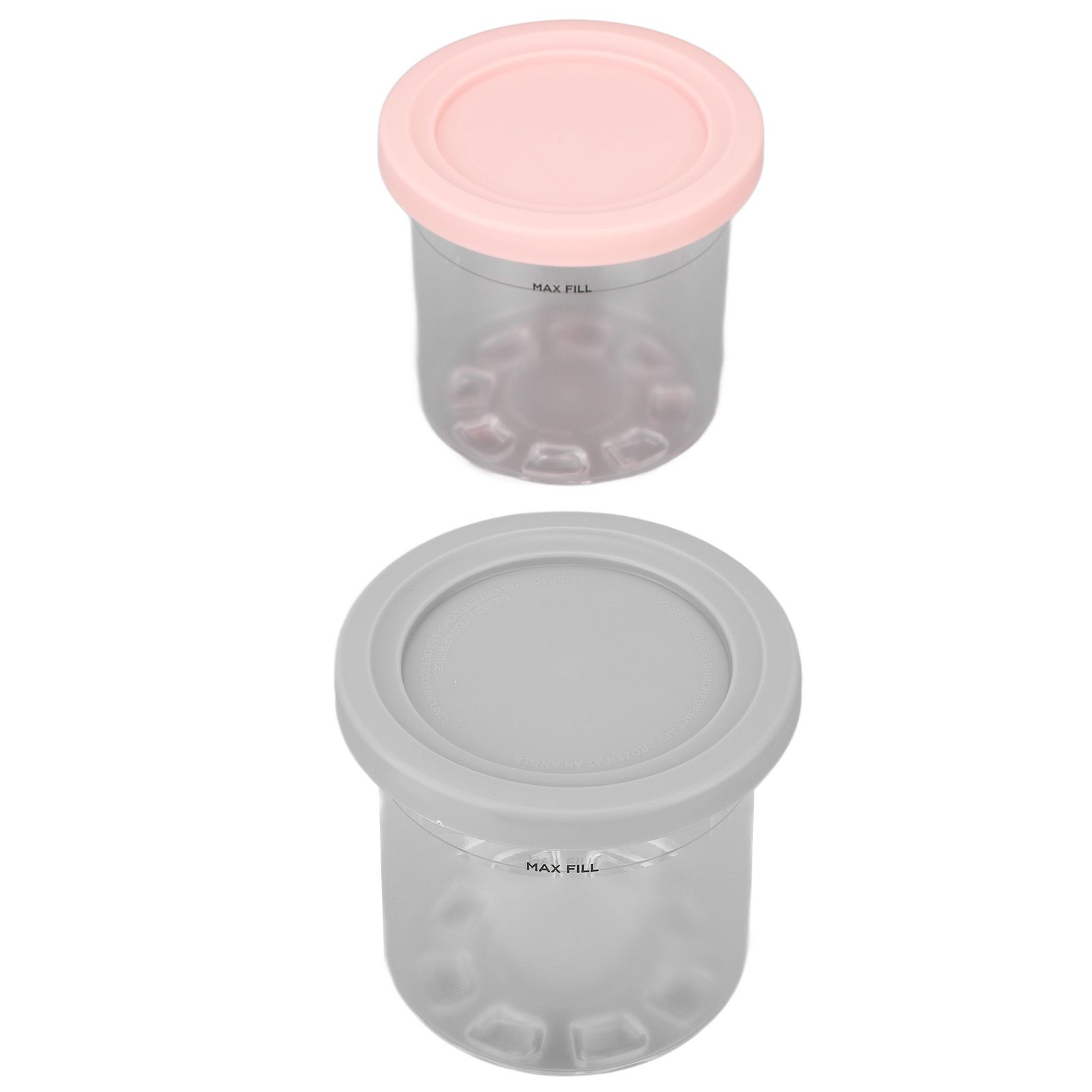 2PCS Ice Cream Pints Cup 600ml Ice Cream Container Storage Jar for Ninja NC299AMZ NC300s Grey and Pink - Image 7