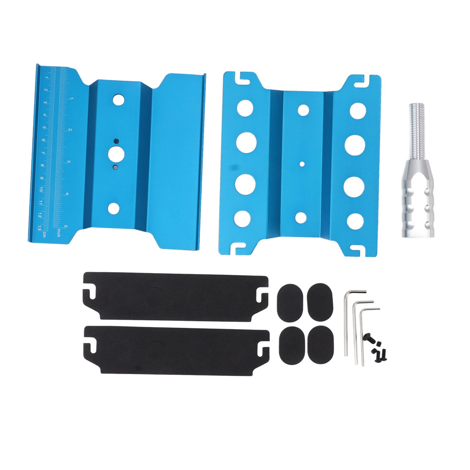 RC Car Work Stand Aluminum Repair Workstation Model Repair Table With Accurate Scale 360 Degree Rotation Blue - Image 1