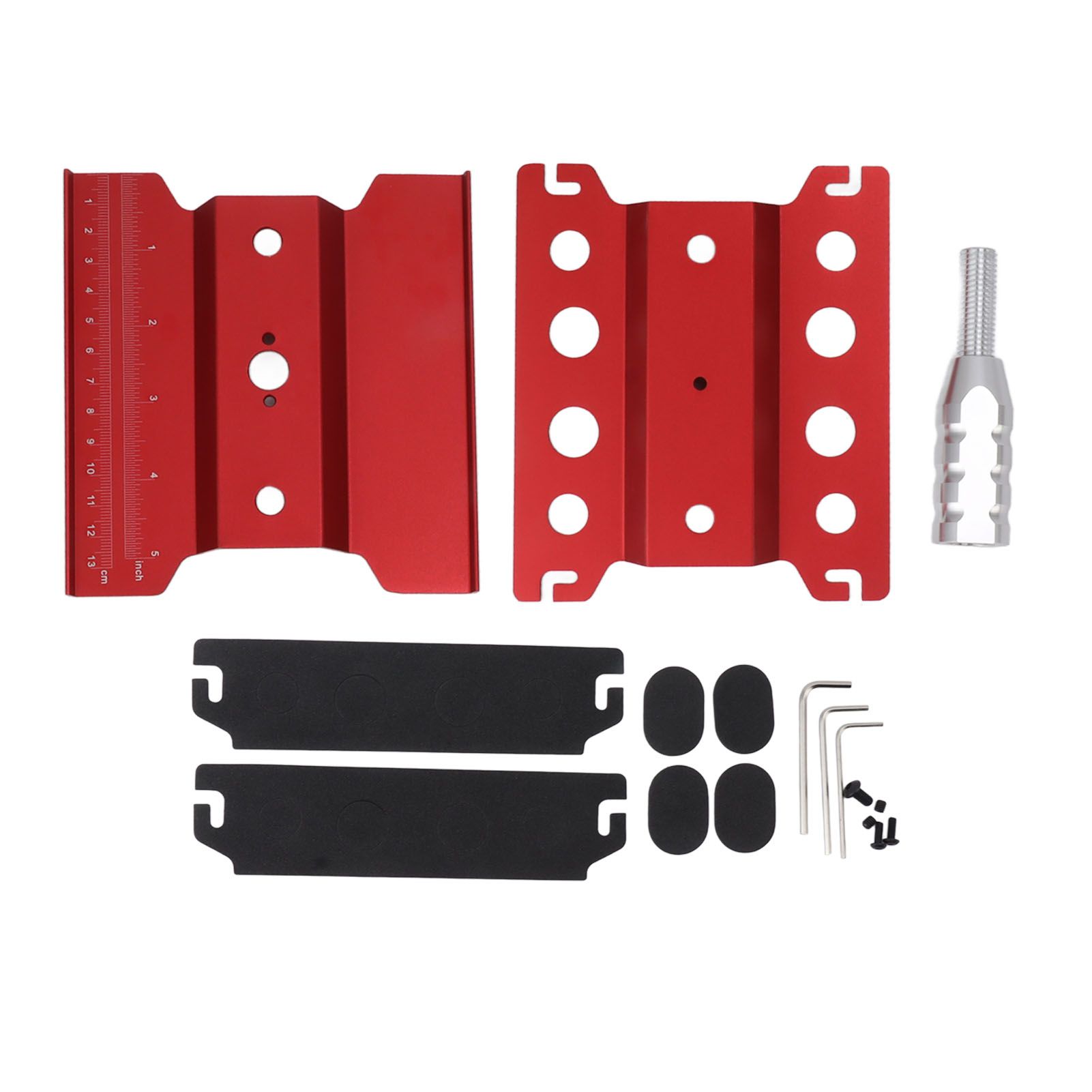 RC Car Work Stand Aluminum Repair Workstation Model Repair Table With Accurate Scale 360 Degree Rotation Red - Image 1