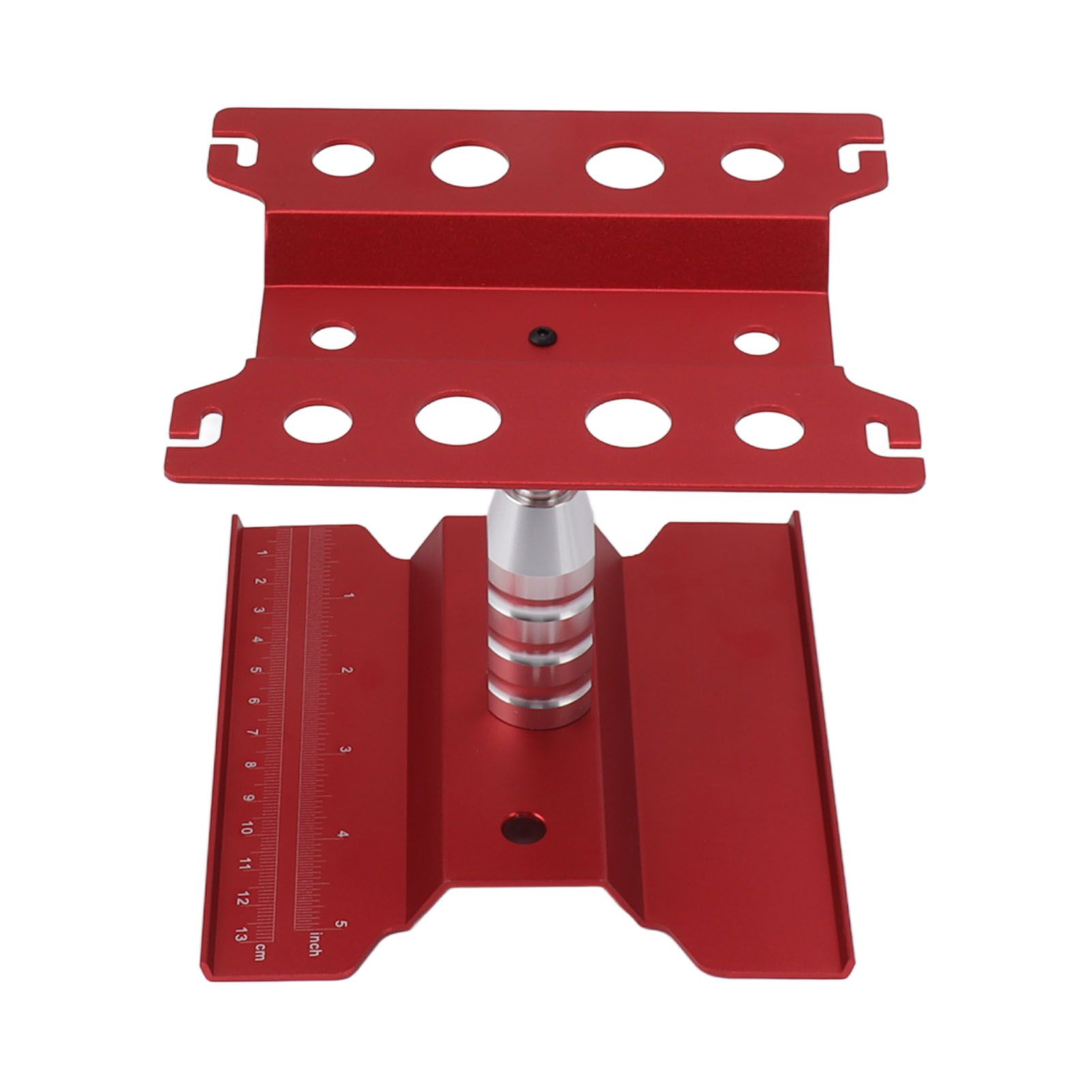 RC Car Work Stand Aluminum Repair Workstation Model Repair Table With Accurate Scale 360 Degree Rotation Red - Image 2