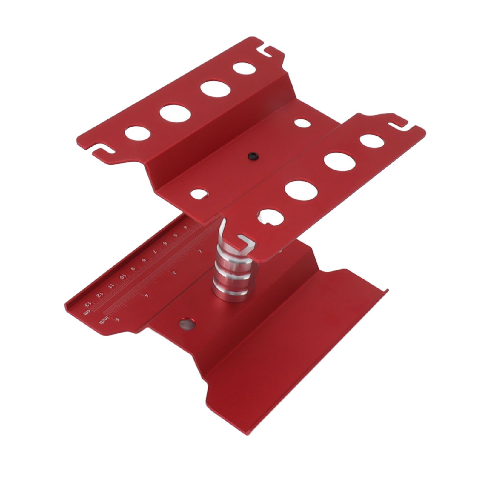 RC Car Work Stand Aluminum Repair Workstation Model Repair Table With Accurate Scale 360 Degree Rotation Red - Image 6