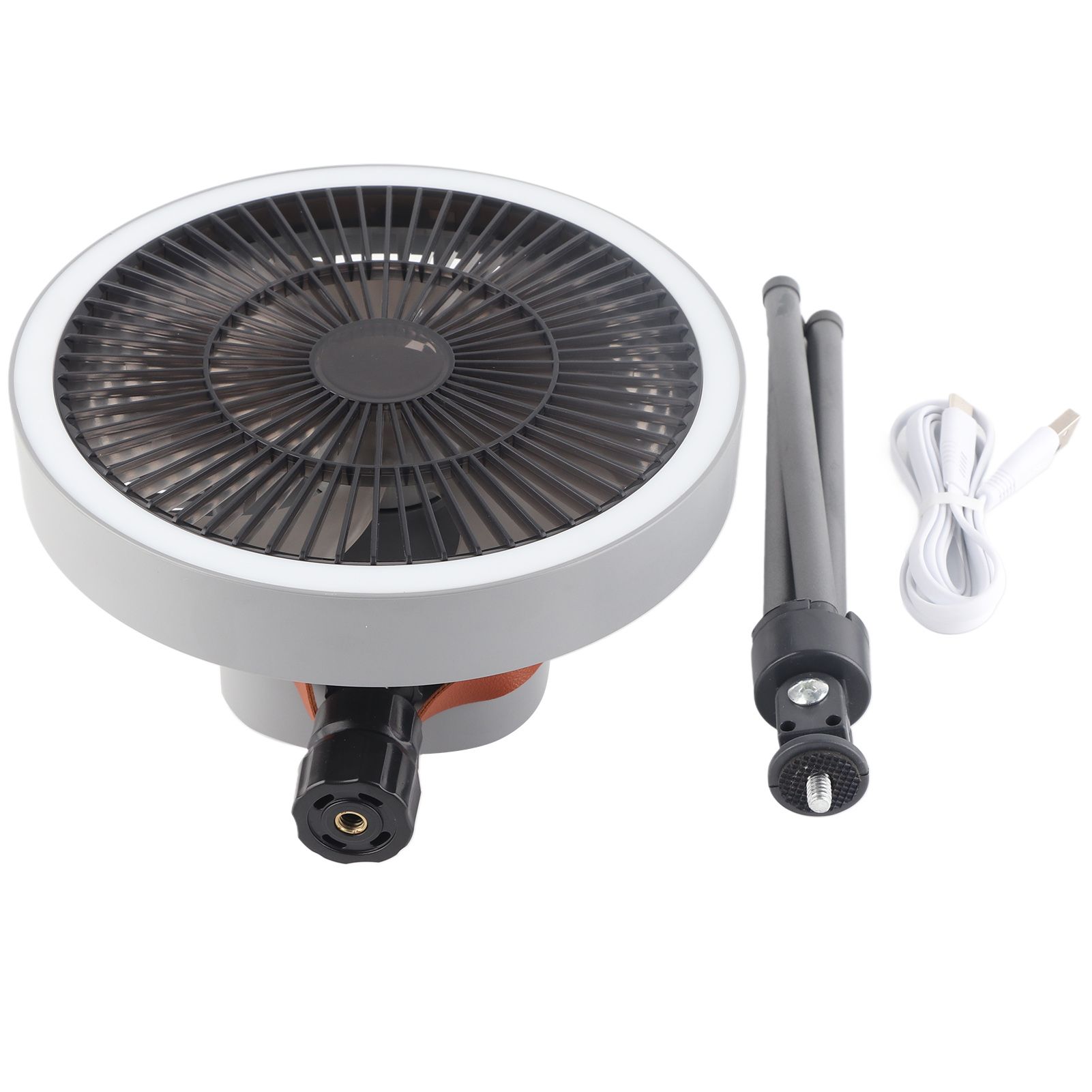 Portable USB Rechargeable Tripod Fan Outdoor Camping Tripod Fan for Outdoor Camping Tent Gray - Image 1
