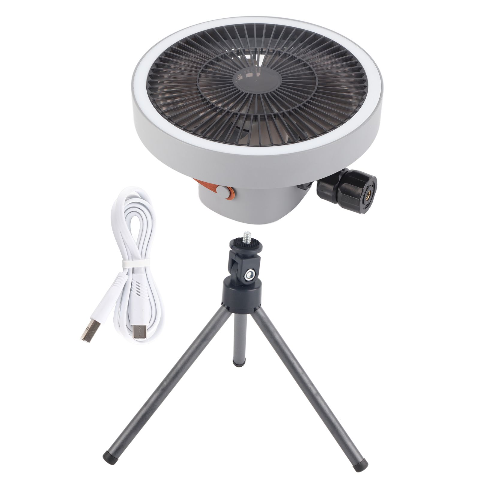 Portable USB Rechargeable Tripod Fan Outdoor Camping Tripod Fan for Outdoor Camping Tent Gray - Image 4