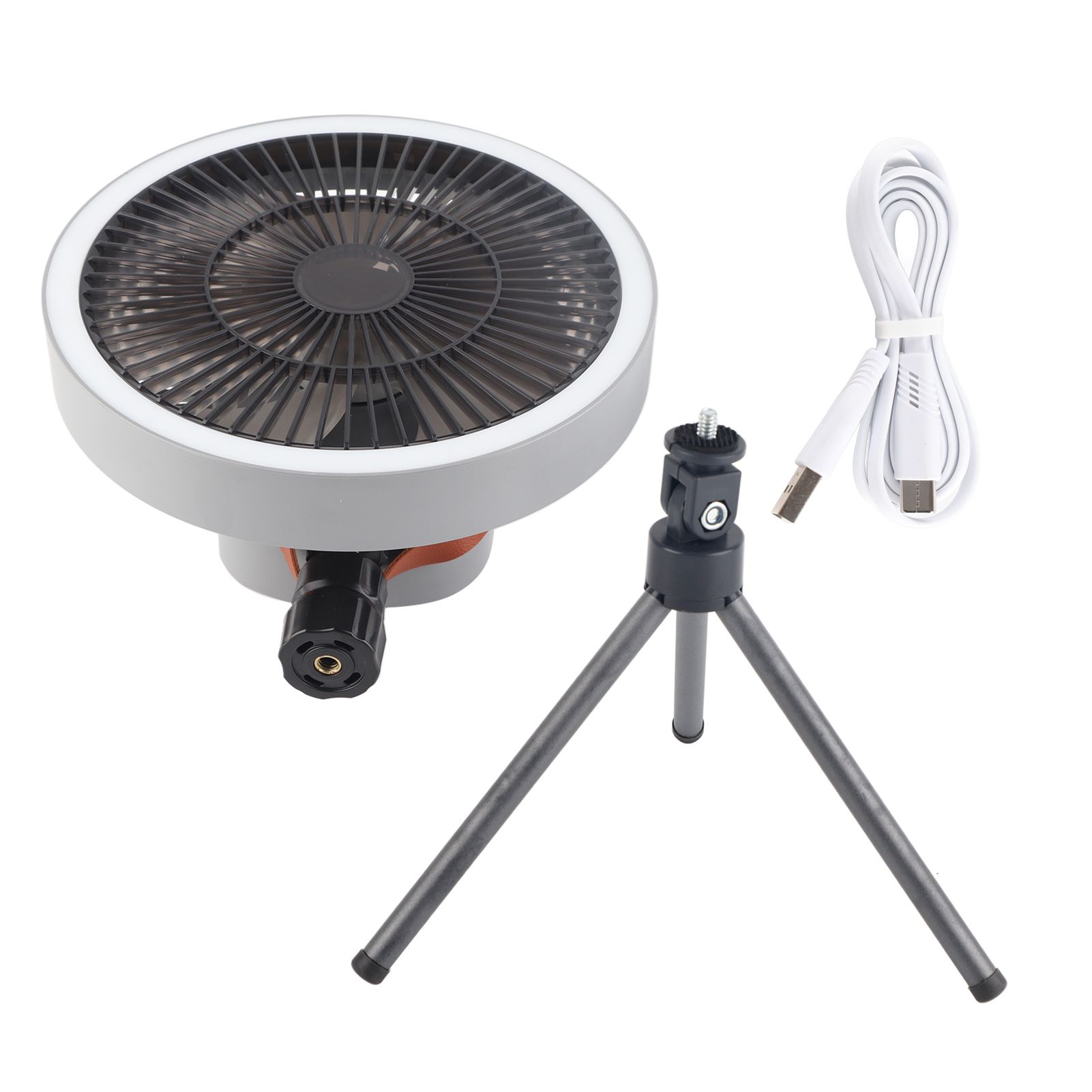 Portable USB Rechargeable Tripod Fan Outdoor Camping Tripod Fan for Outdoor Camping Tent Gray - Image 5