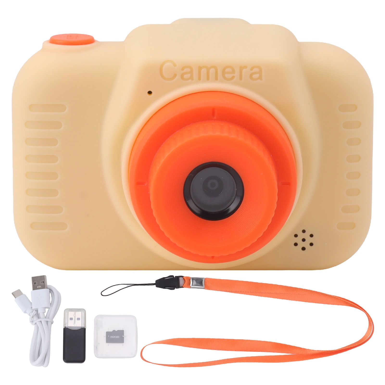 Kids Digital Camera with 32G Card High Definition Dual Lens 1080P 8X Zoom USB Rechargeable for Children Beige - Image 1